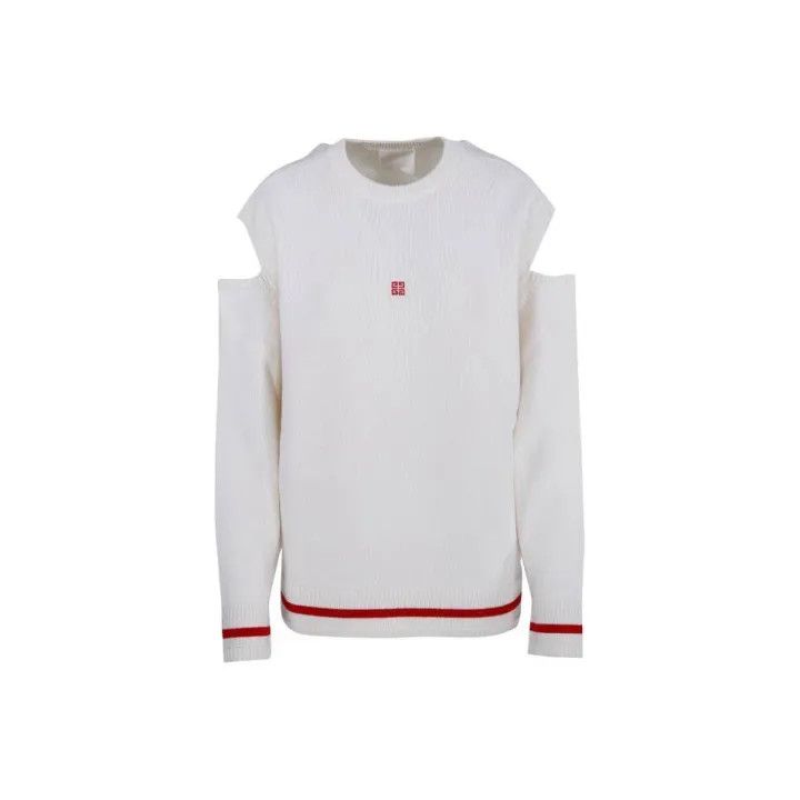 Givenchy Givenchy White Cold Shoulder Knit Sweater Size L / US 10 / IT 46 - 1 Thumbnail