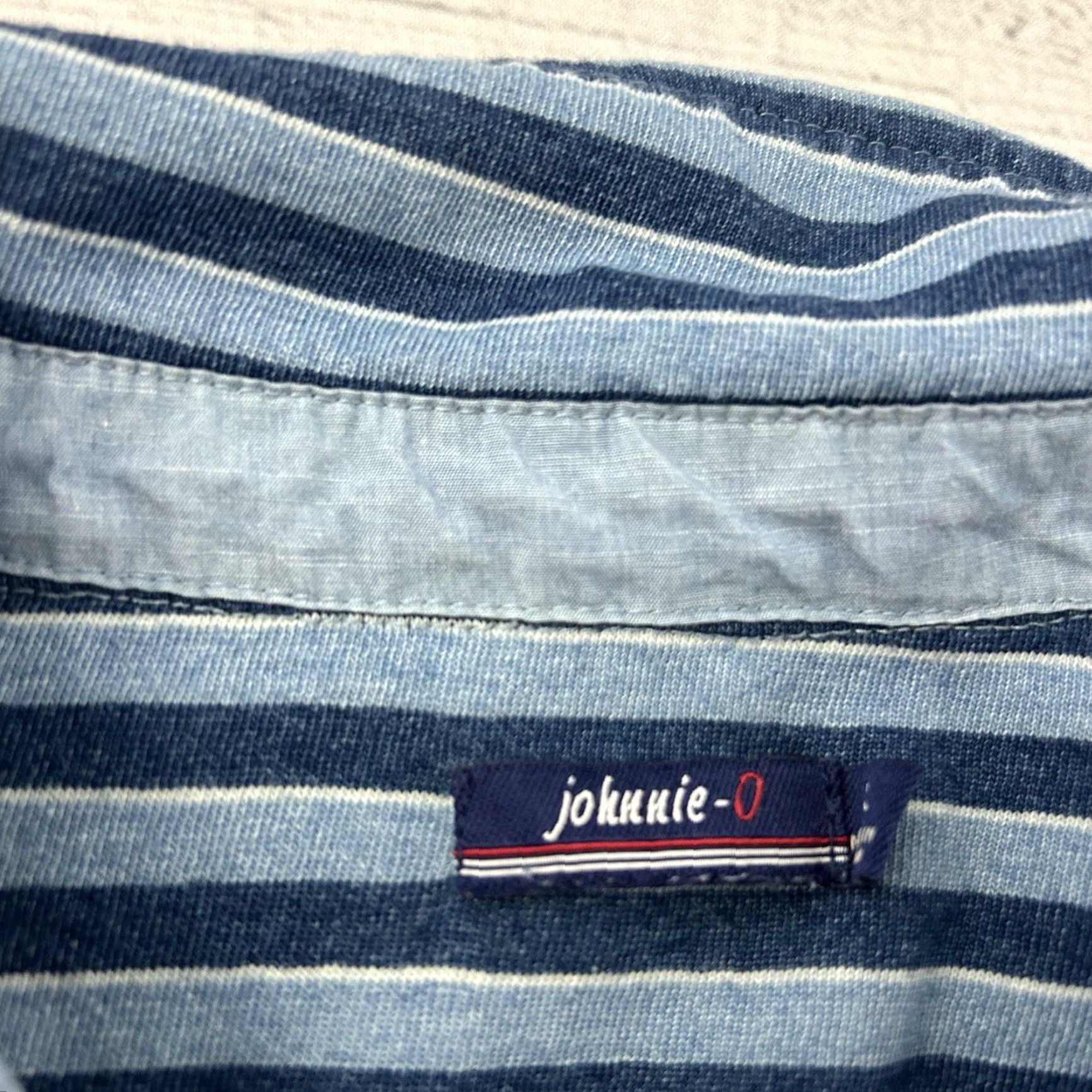 johnnie-O johnnie-O Striped Long Sleeve Button-Up Pocket Rugby Shirt Mens Large Blue Size US L / EU 52-54 / 3 - 3 Thumbnail