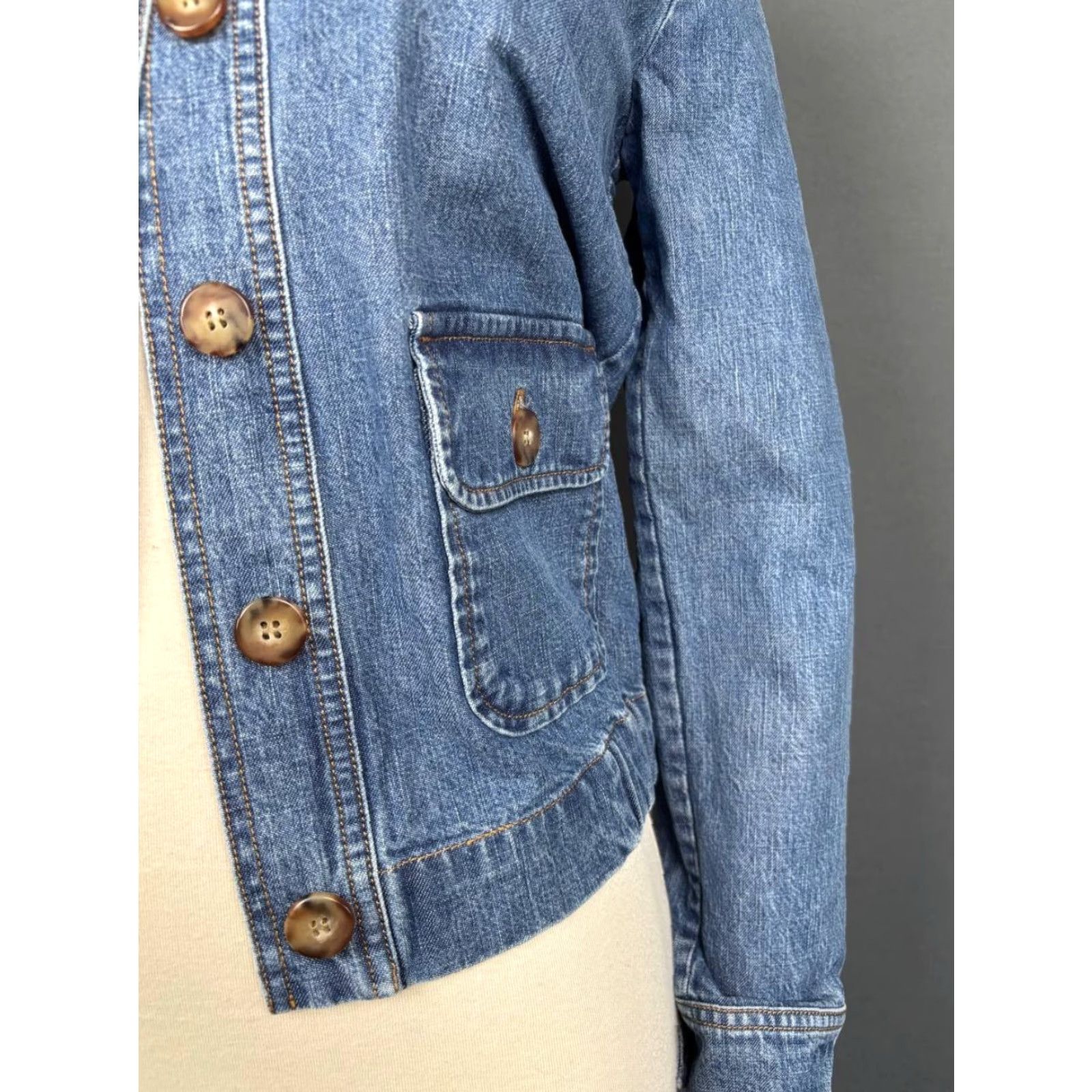 Denime Sezane Womens Trucker Jacket Denim Blue Size 34 Regular Long Sleeve Cotton Lining Buttons Zip Jacket Mens? Size XXS / US 00 / IT 34 - 4 Thumbnail