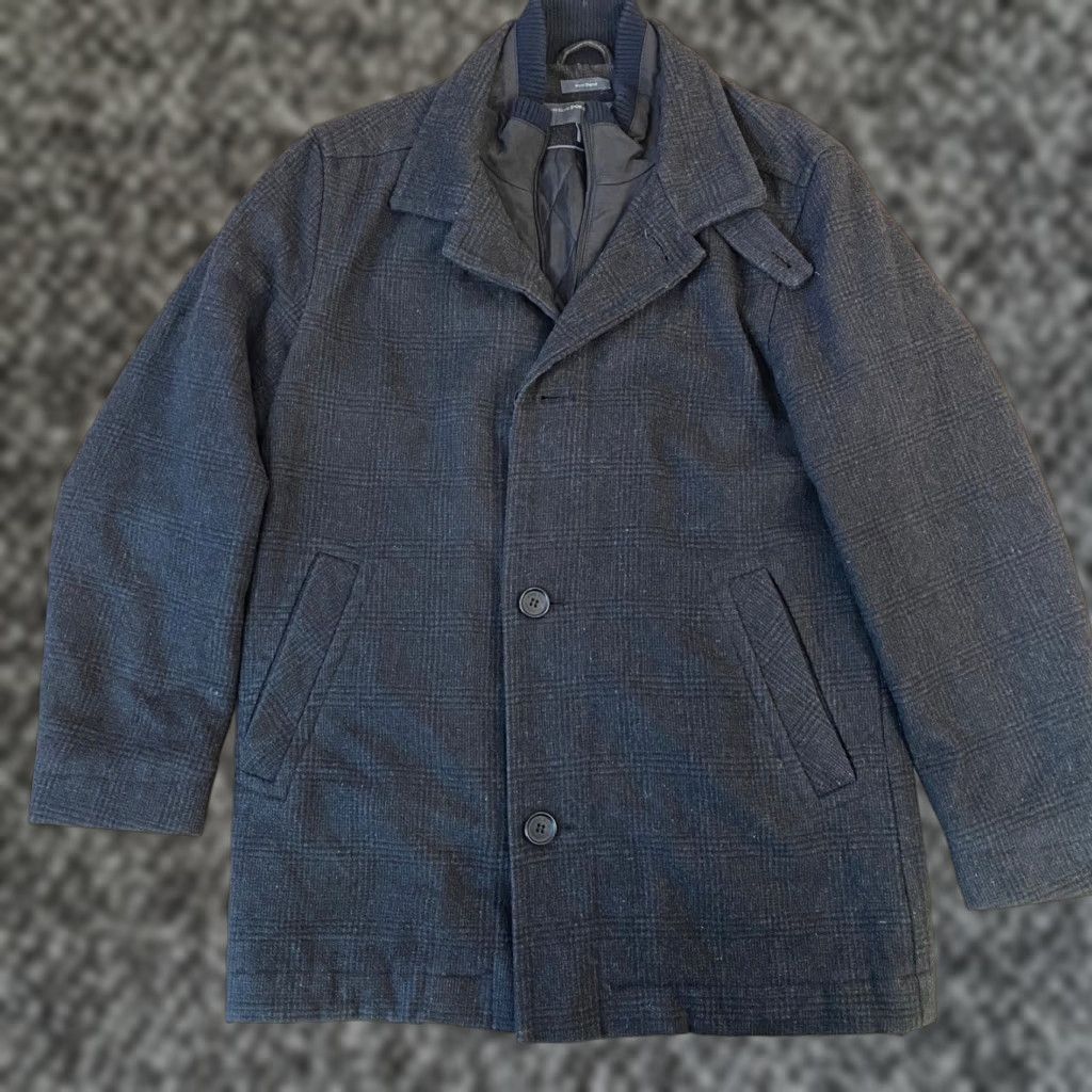 Perry Ellis Perry Ellis Portfolio Coat Mens Small Wool Blend Glen Plaid Car Coat Charcoal Size US S / EU 44-46 / 1 - 1 Thumbnail