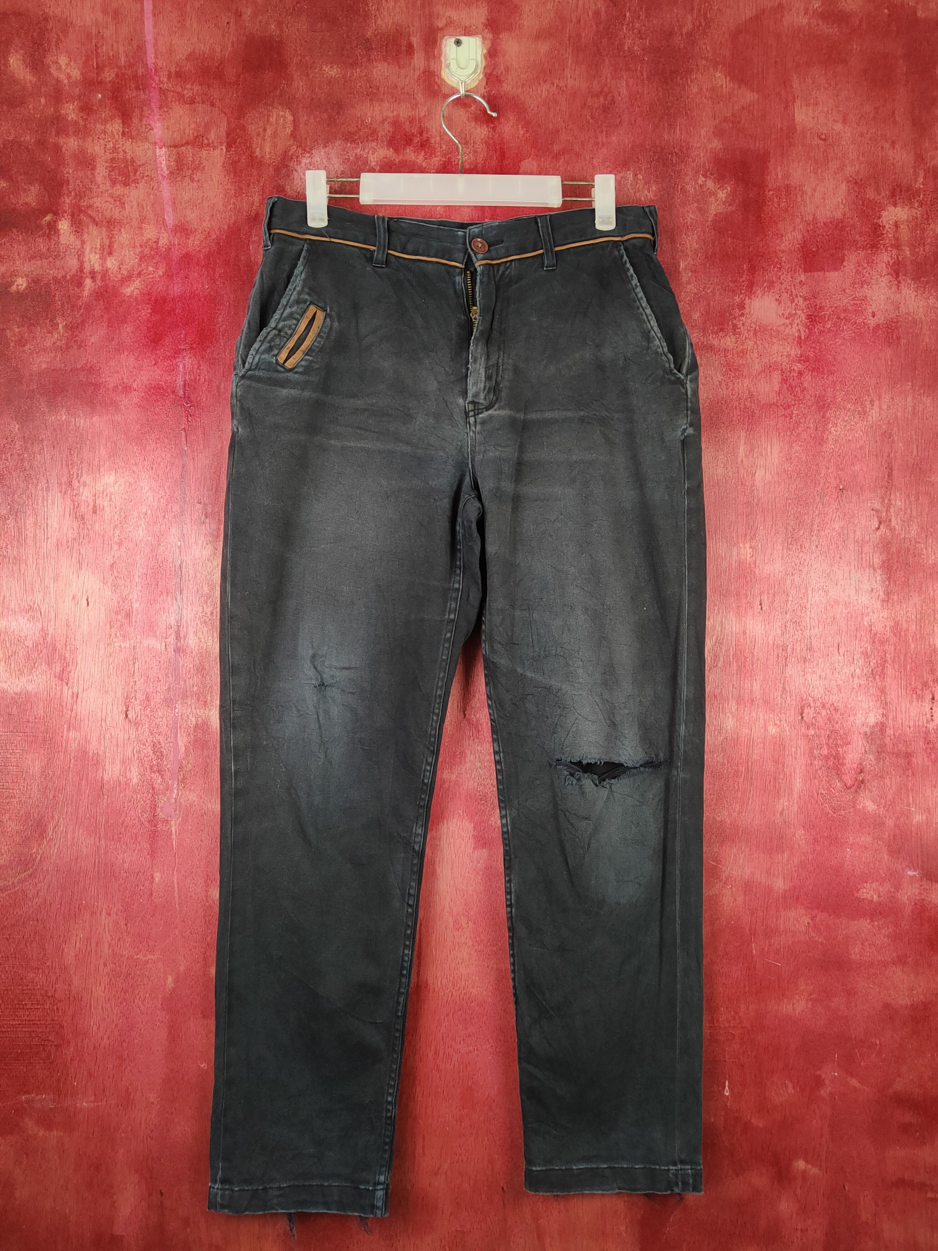 image of Confirm Vintage Distressed Ripped Casual Pants S1430 in Dark Blue, Men's (Size 31)