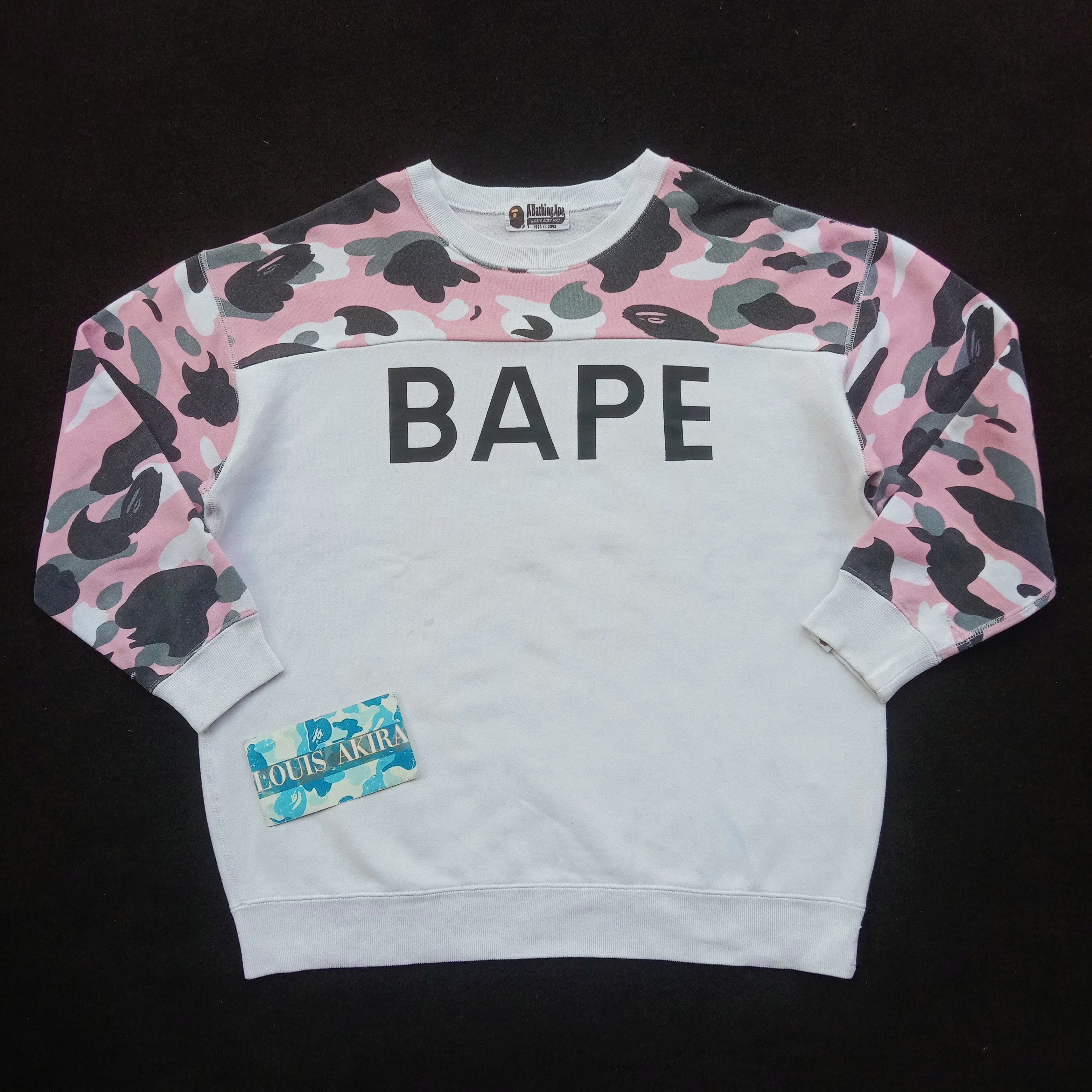 image of Bape Warm Up Camo Oversized Crewneck (2017) in Pink, Women's