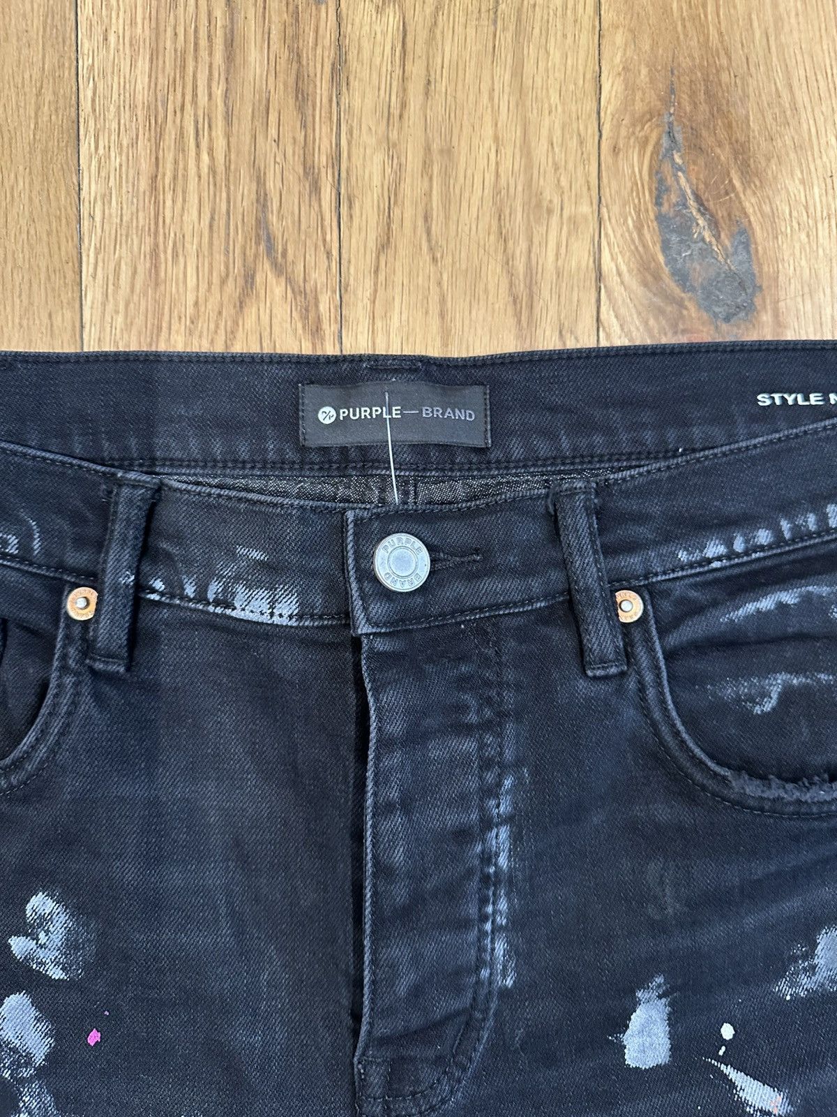 Purple Brand Purple Brand Paint Splatter Stitched Black Denim Jeans Sz 32 Size US 32 / EU 48 - 3 Thumbnail