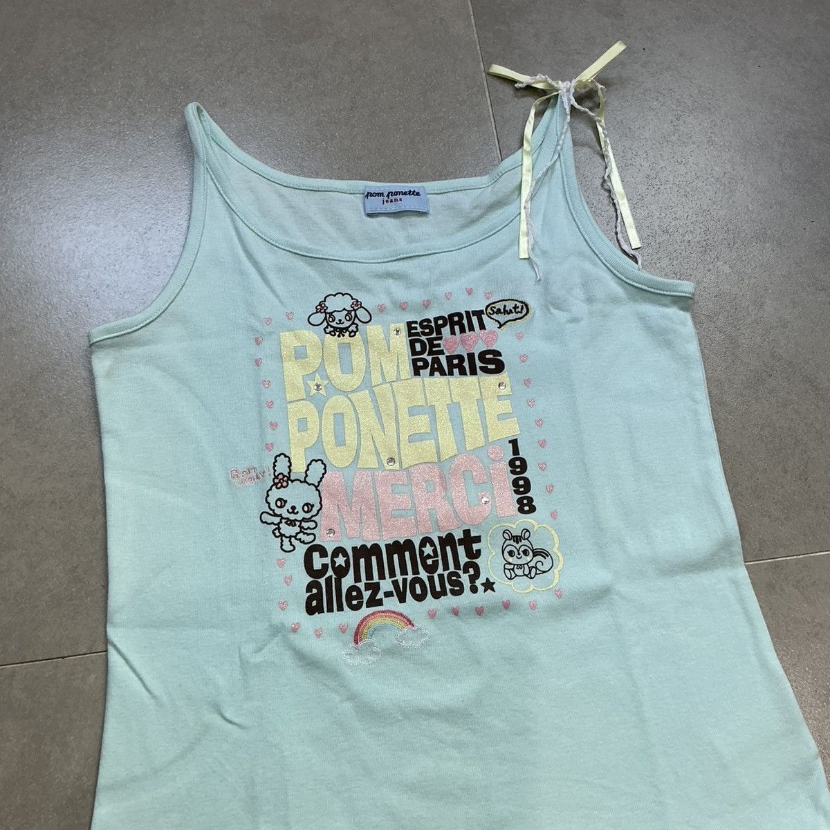 Angel Blue 90s Pom Ponette Tank Top Y2K Size XS / US 0-2 / IT 36-38 - 3 Thumbnail