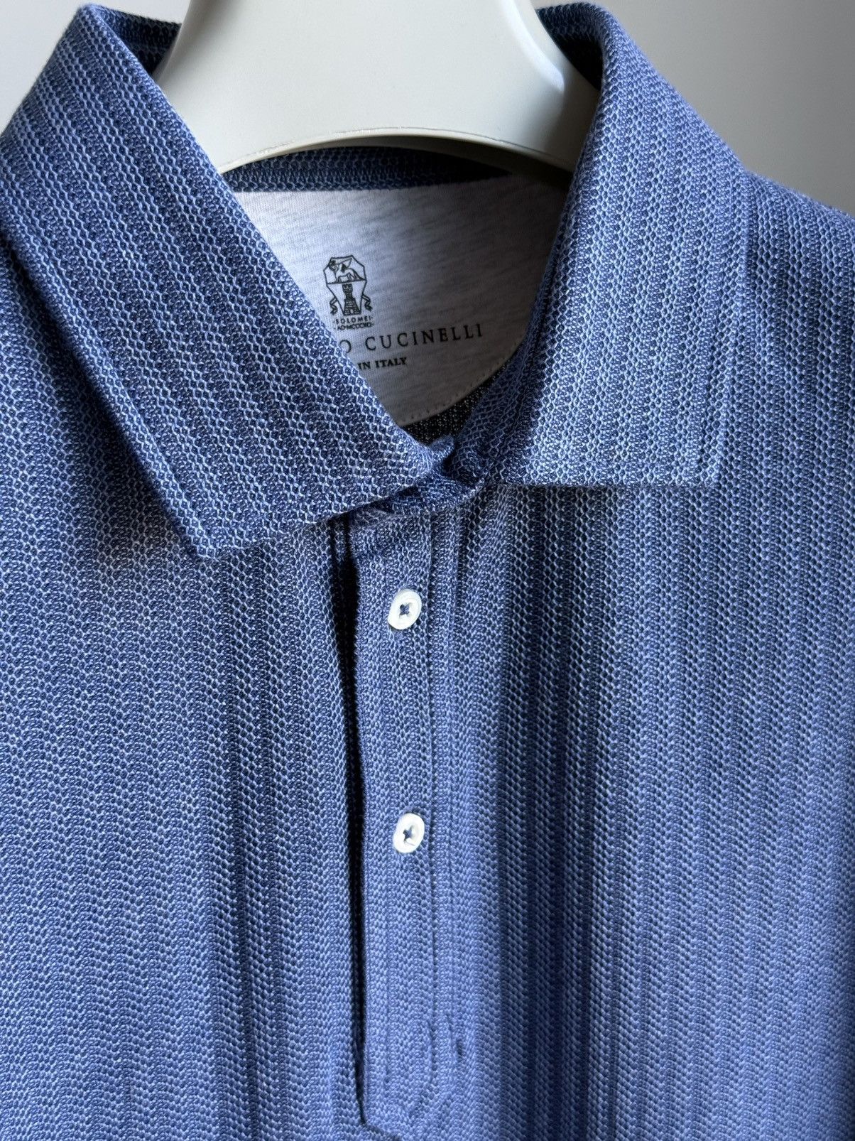 Brunello Cucinelli Brunello Cucinelli Blue Polo Tee Mens Silk / Cotton Size L Size US L / EU 52-54 / 3 - 10 Thumbnail
