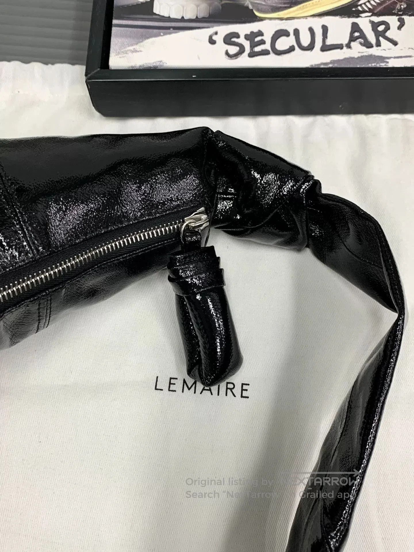 Lemaire Lemaire Small Black Coated Croissant Bag. Size ONE SIZE - 6 Thumbnail