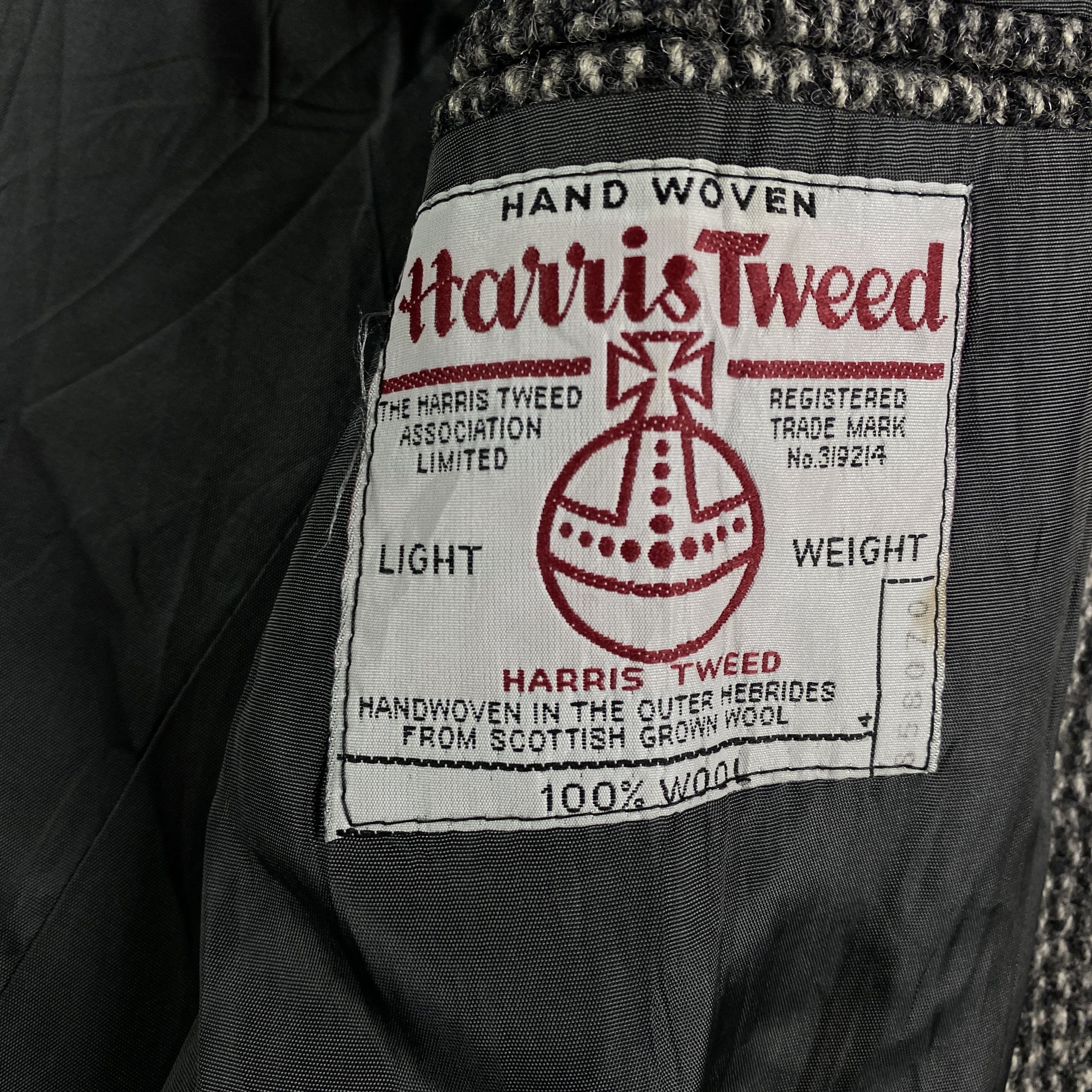 Harris Tweed Men’s Wool Blazer Jacket Harris Tweed Size L Gray Two Button Size 50R - 6 Thumbnail