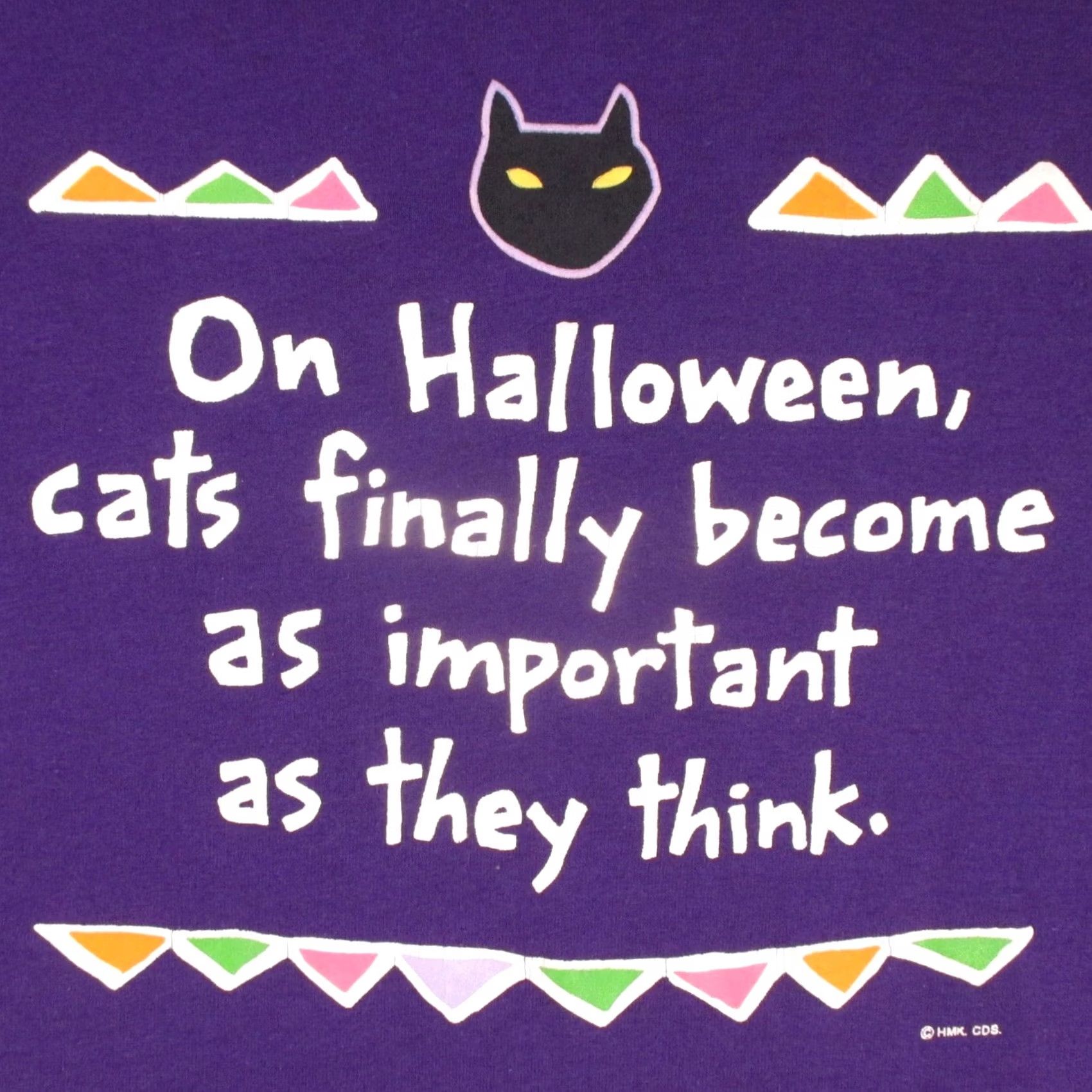 Vintage vtg 80s Hallmark CATS Become AS Important AS They Think Christmas Halloween T-Shirt LARGE Mens Purple 80s 90s joke Size US L / EU 52-54 / 3 - 5 Thumbnail