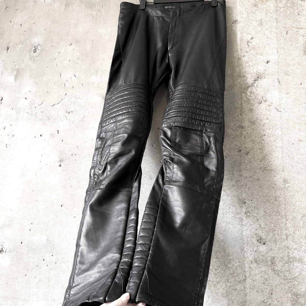 Gucci Gucci Tom Ford Era RUNWAY Leather Flared Moto Biker Pants Size US 30 / EU 46 - 1 Thumbnail