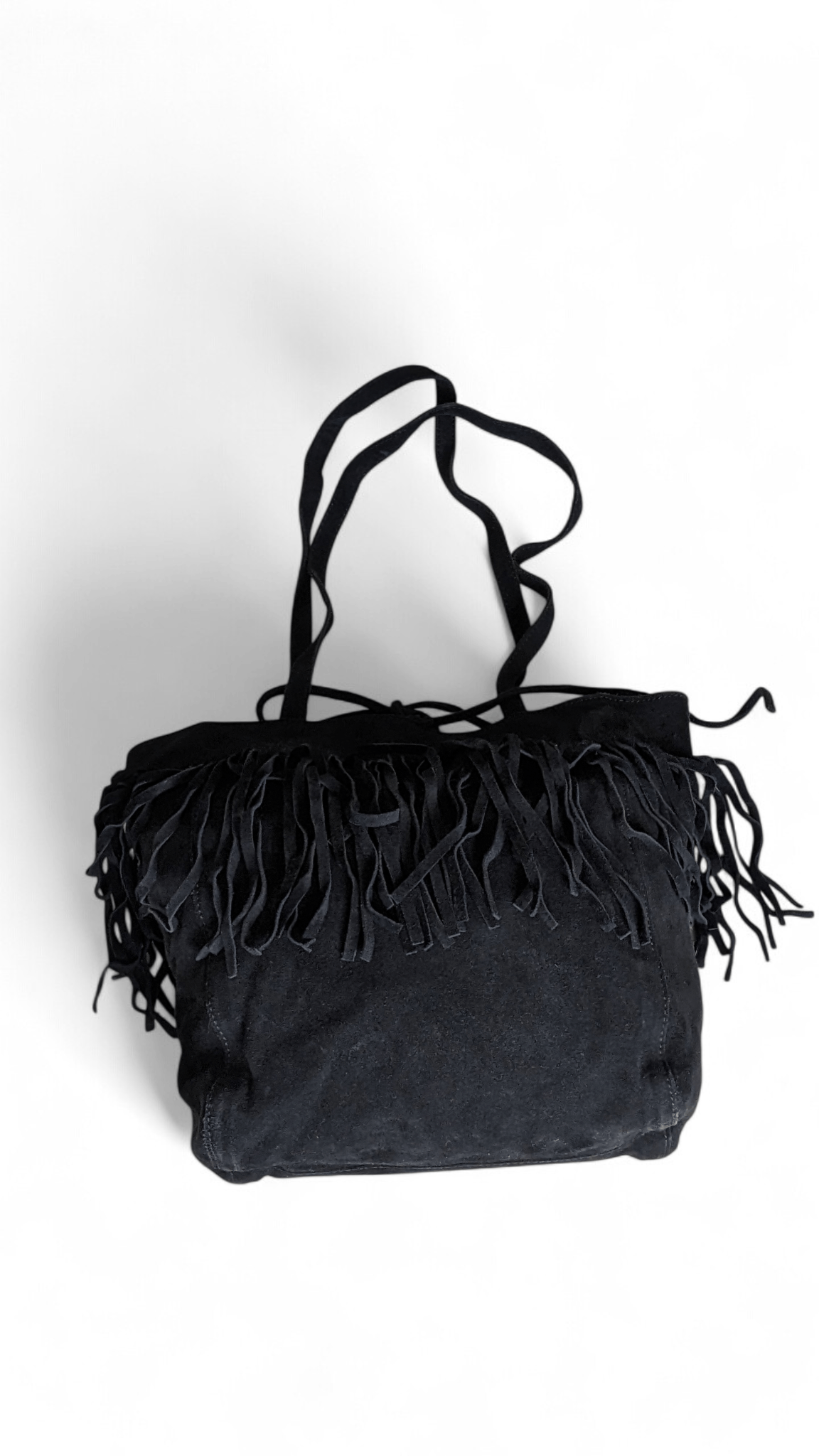 Kurt Geiger Kurt Geiger Black Suede Fringe Shoulder Bag Boho Tassel Size ONE SIZE - 5 Thumbnail