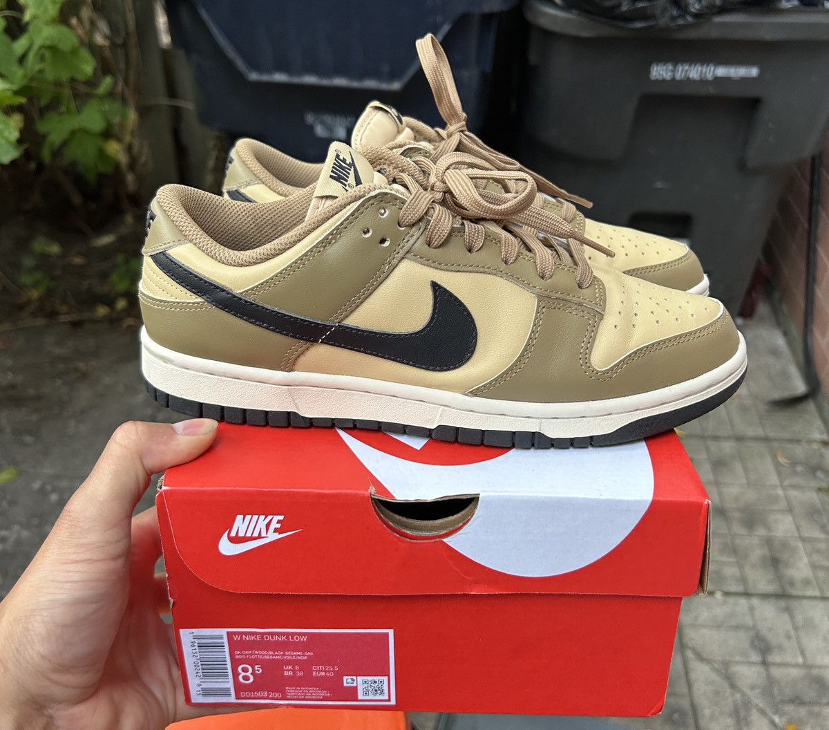 image of Nike Dunk Low Dark Driftwood Shoes in Tan/Beige, Men's (Size 7)