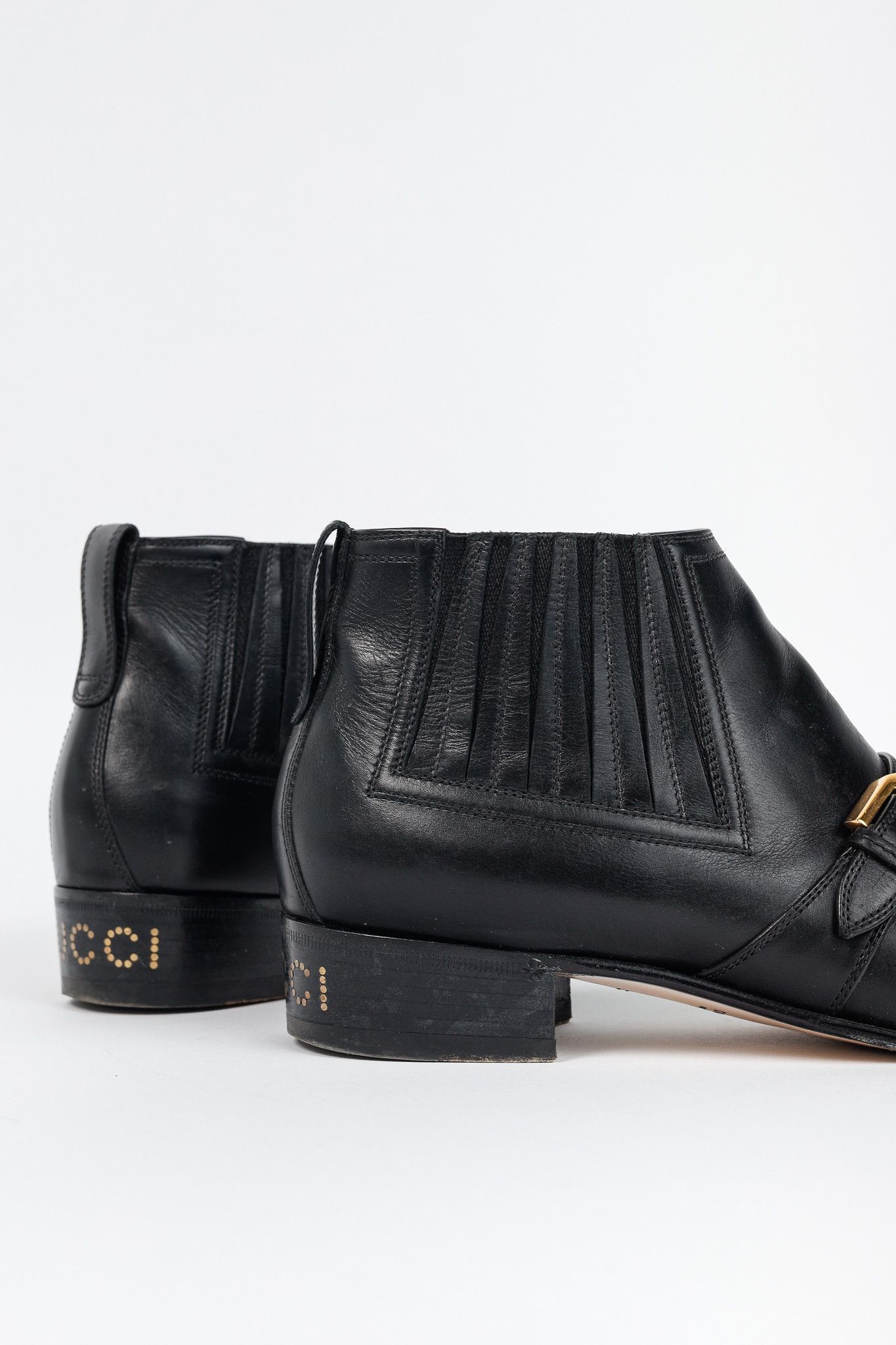 Gucci Gucci Worsh Black Leather Buckled Ankle Boots Size US 7.5 / IT 37.5 - 9 Thumbnail