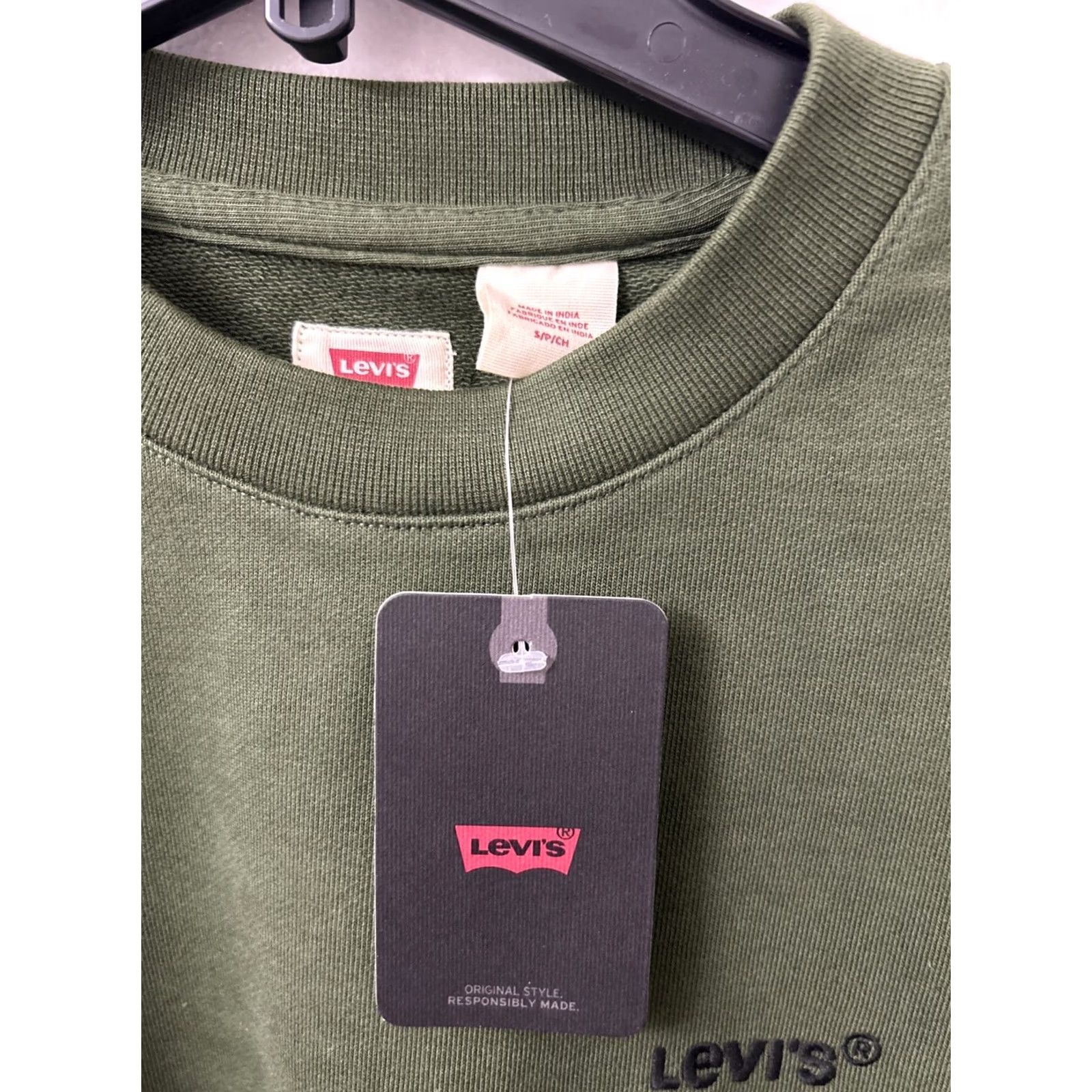 Levi's VINTAGE Levi's Crewneck Mens S Green Sweatshirt Pullover Embroidered Logo L/S Size US S / EU 44-46 / 1 - 4 Thumbnail