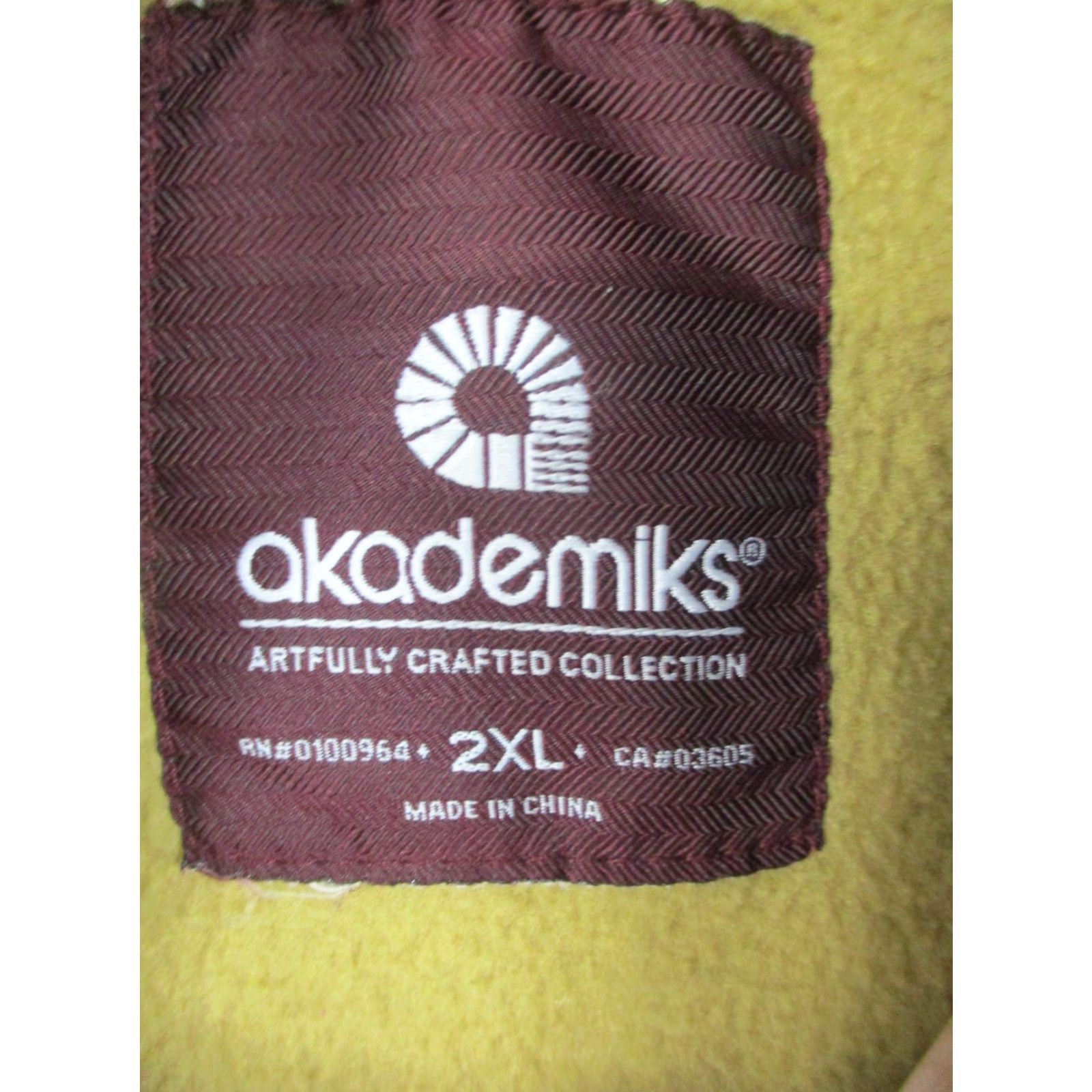 Akademiks Akademiks Mens 2XL Hooded Full Zip Jacket Yellow Black Knit Windbreaker Geometric Logo Pockets Size US XXL / EU 58 / 5 - 3 Thumbnail