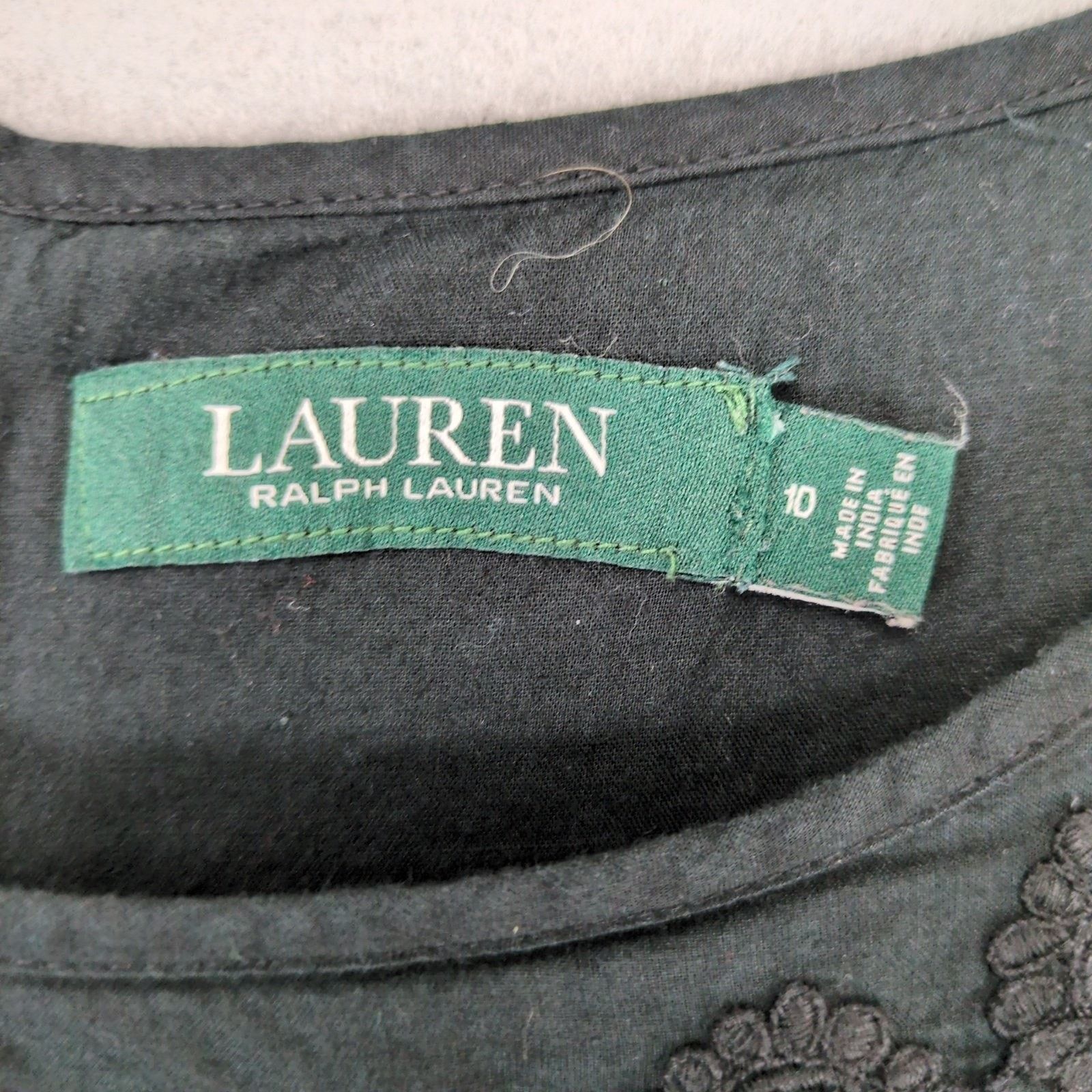 Ralph Lauren LRL Ralph Lauren Sz 10 Black Embroidered Roses Dress Size L / US 10 / IT 46 - 2 Thumbnail