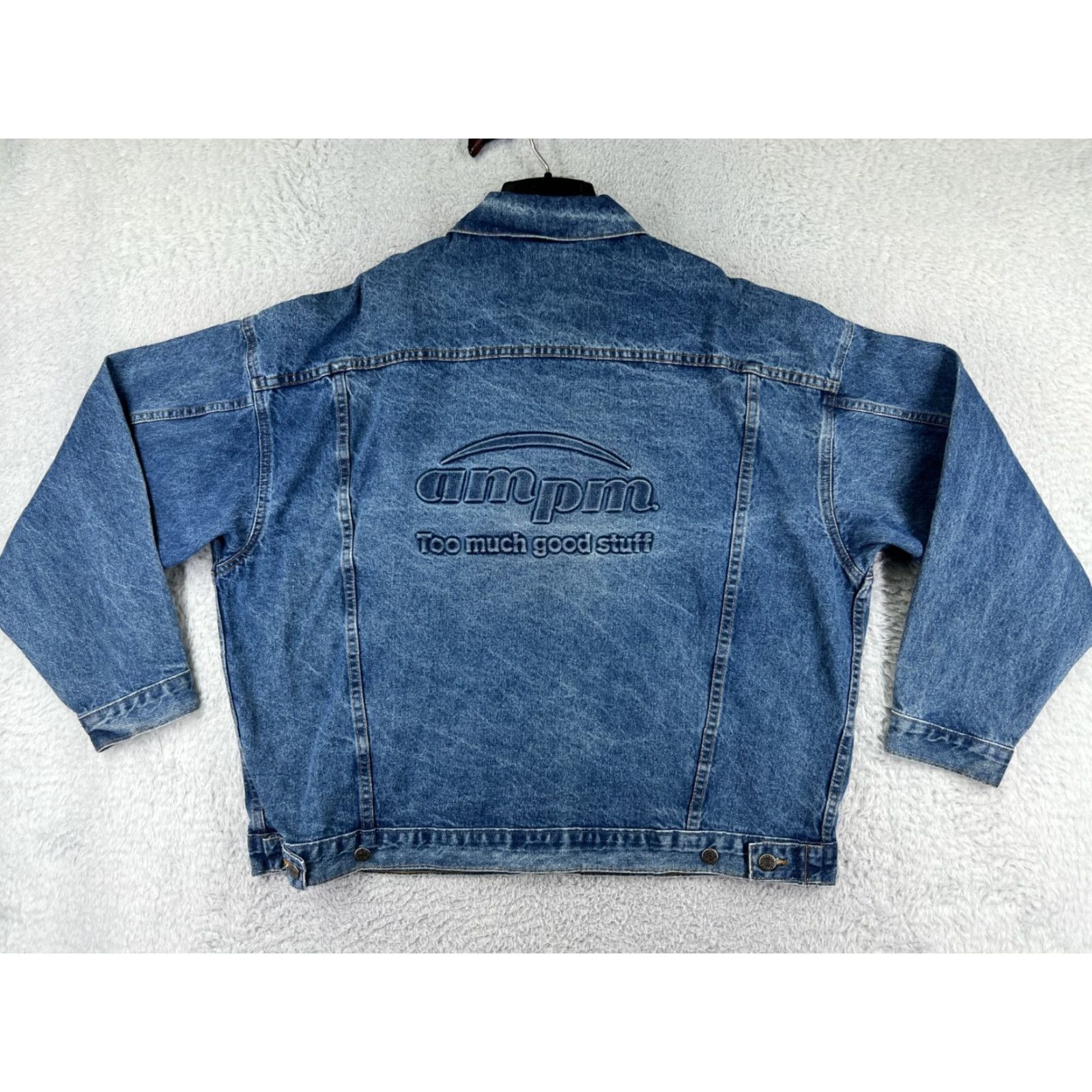 Denime VINTAGE Tyca Jacket Mens 2XL XXL Blue Denim Y2K Trucker Button Up US Made AM PM Size US XXL / EU 58 / 5 - 2 Thumbnail