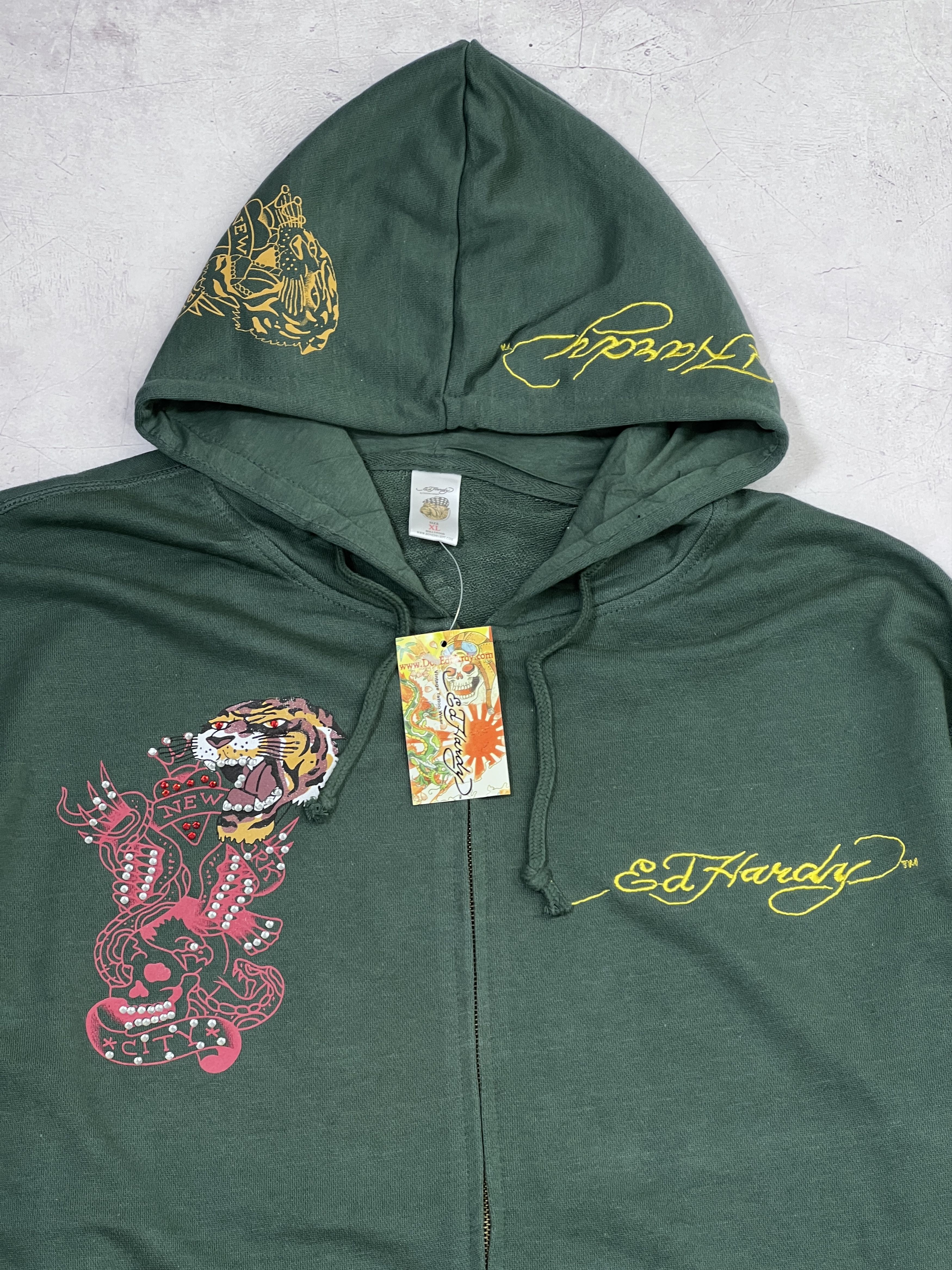 Ed Hardy Y2K Ed Hardy Zip Up Hoodie Christian Audigier Tiger & Skull Size US XL / EU 56 / 4 - 4 Thumbnail