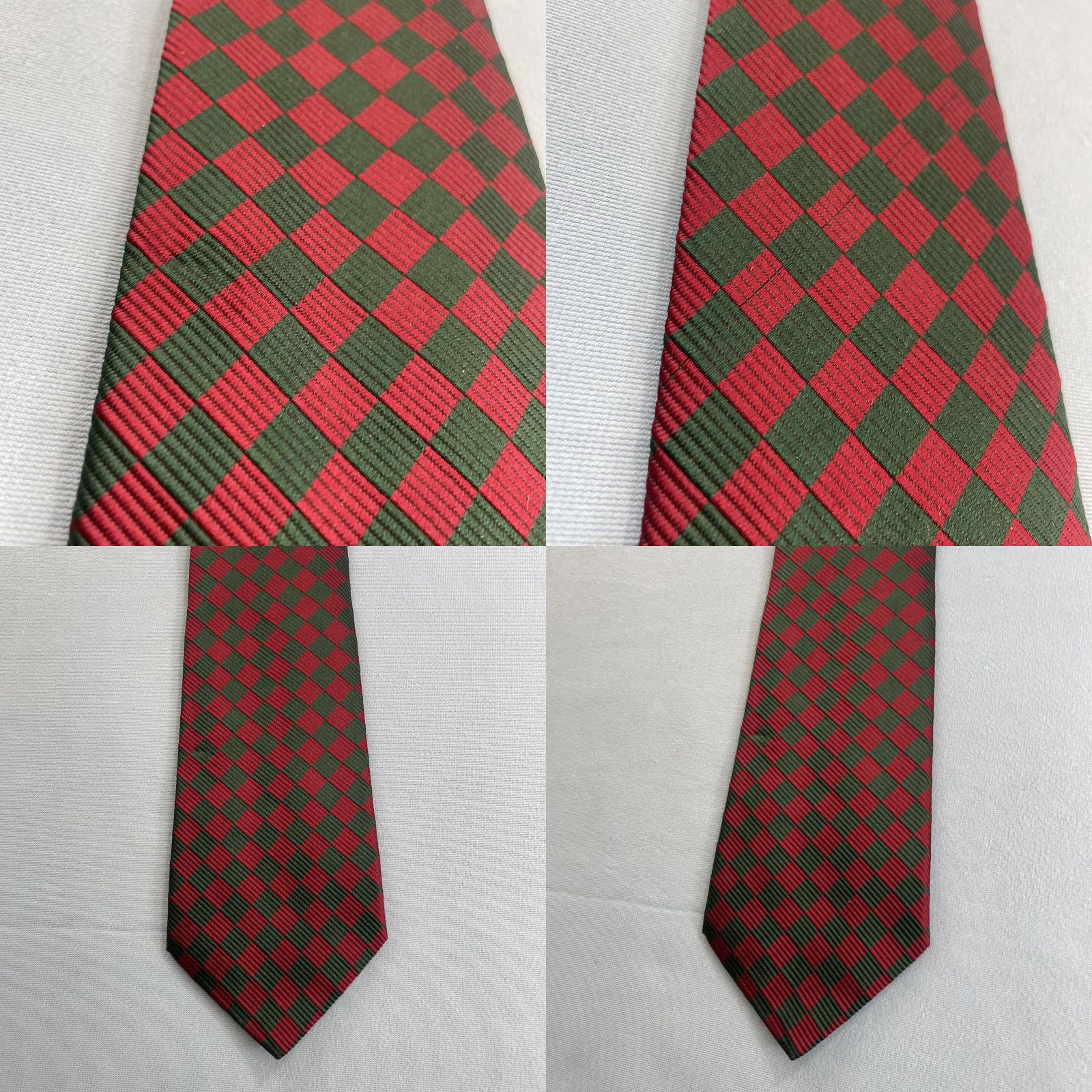 Faconnable VINTAGE Façonnable Men Silk Neck Tie Check Plaid Red Green Woven Power Tie 4x60 France Size ONE SIZE - 9 Thumbnail