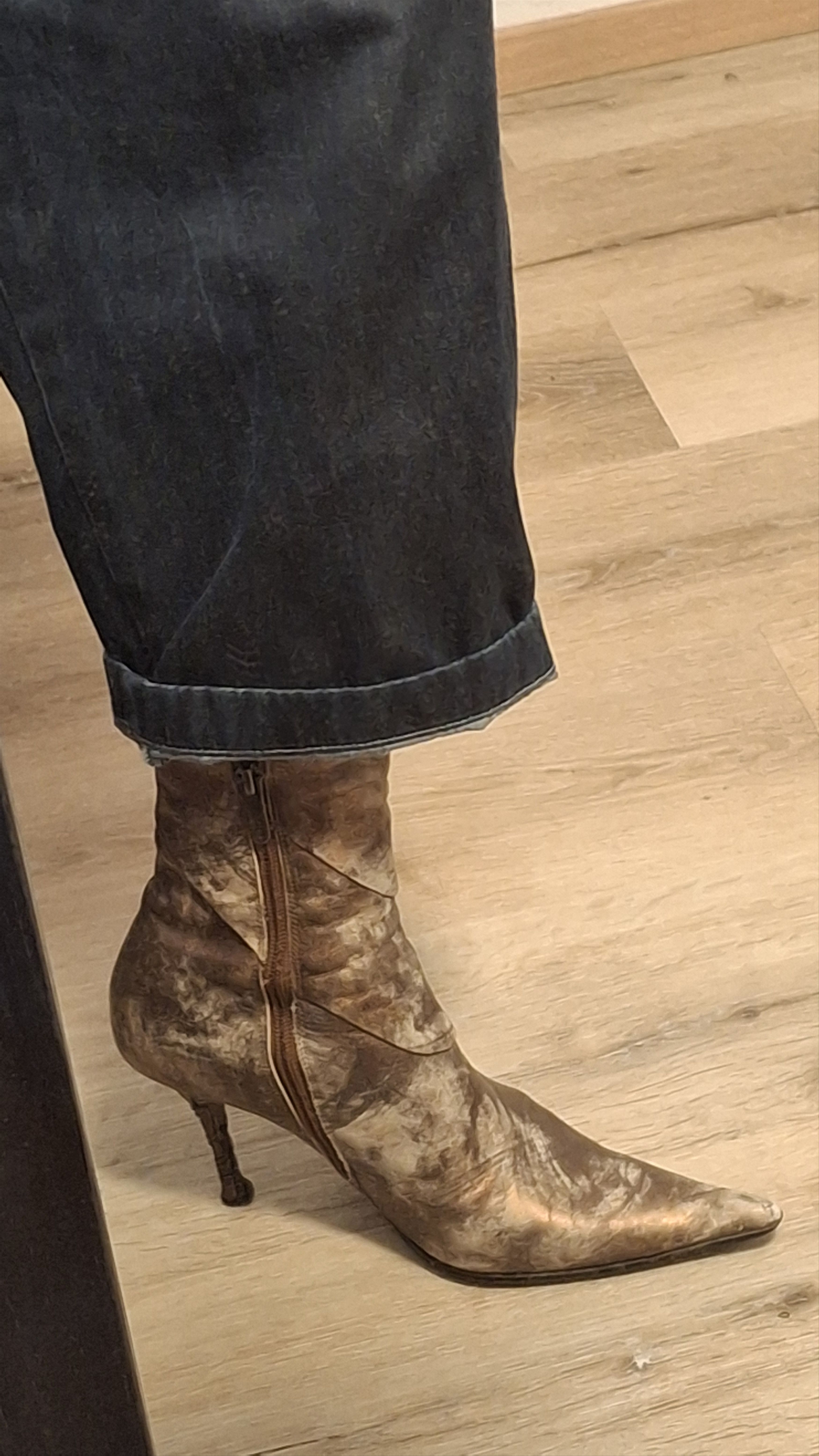 Vintage Y2K Bronze Leather Heeled Boots EU 37 Size US 7 / IT 37 - 5 Thumbnail
