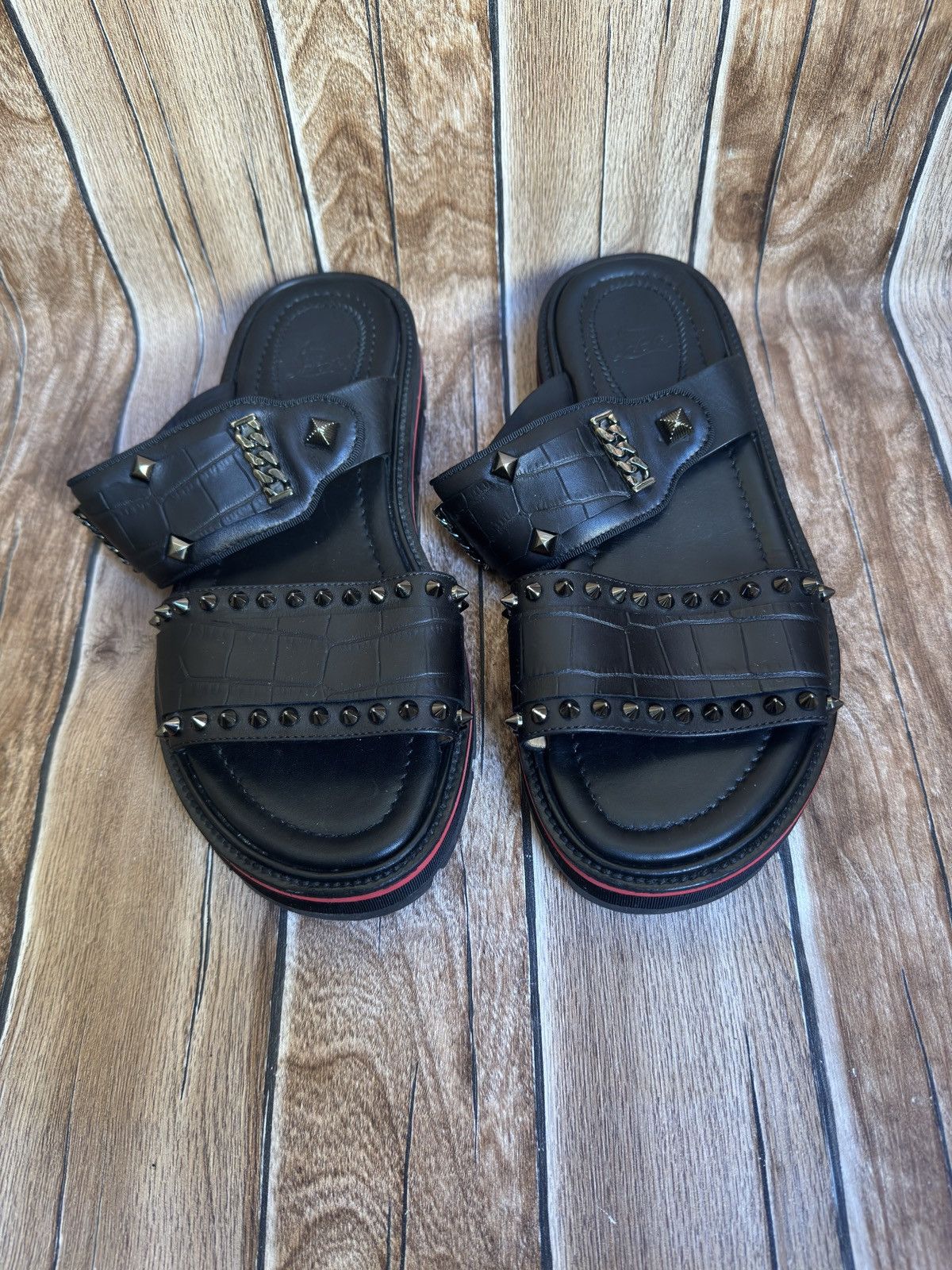 Christian Louboutin Rare Crog studded leather sandals Size US 7.5 / EU 40-41 - 4 Thumbnail