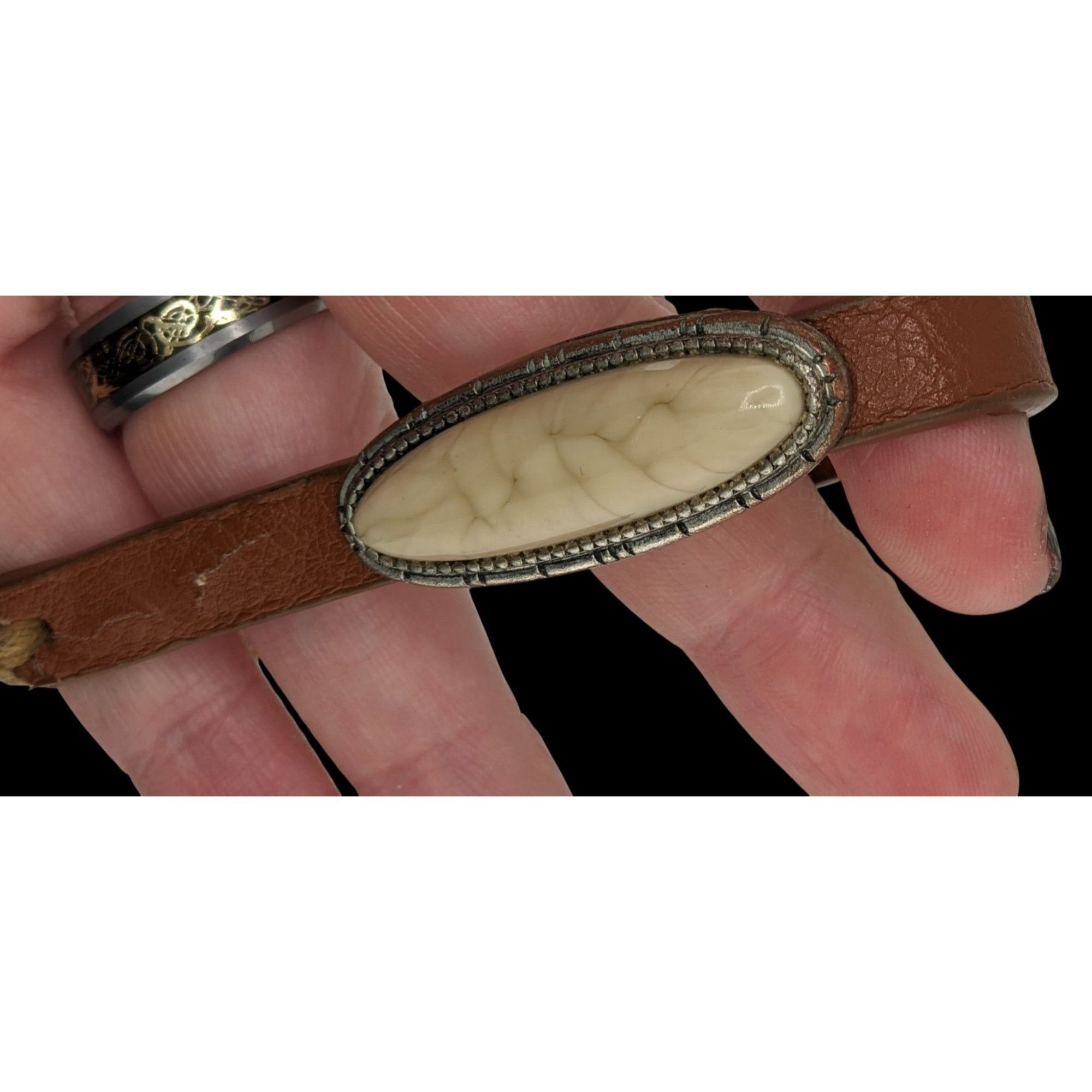 Other Boho Leather Bracelet With Faux Stone & Adjustable Cord Size ONE SIZE - 2 Thumbnail