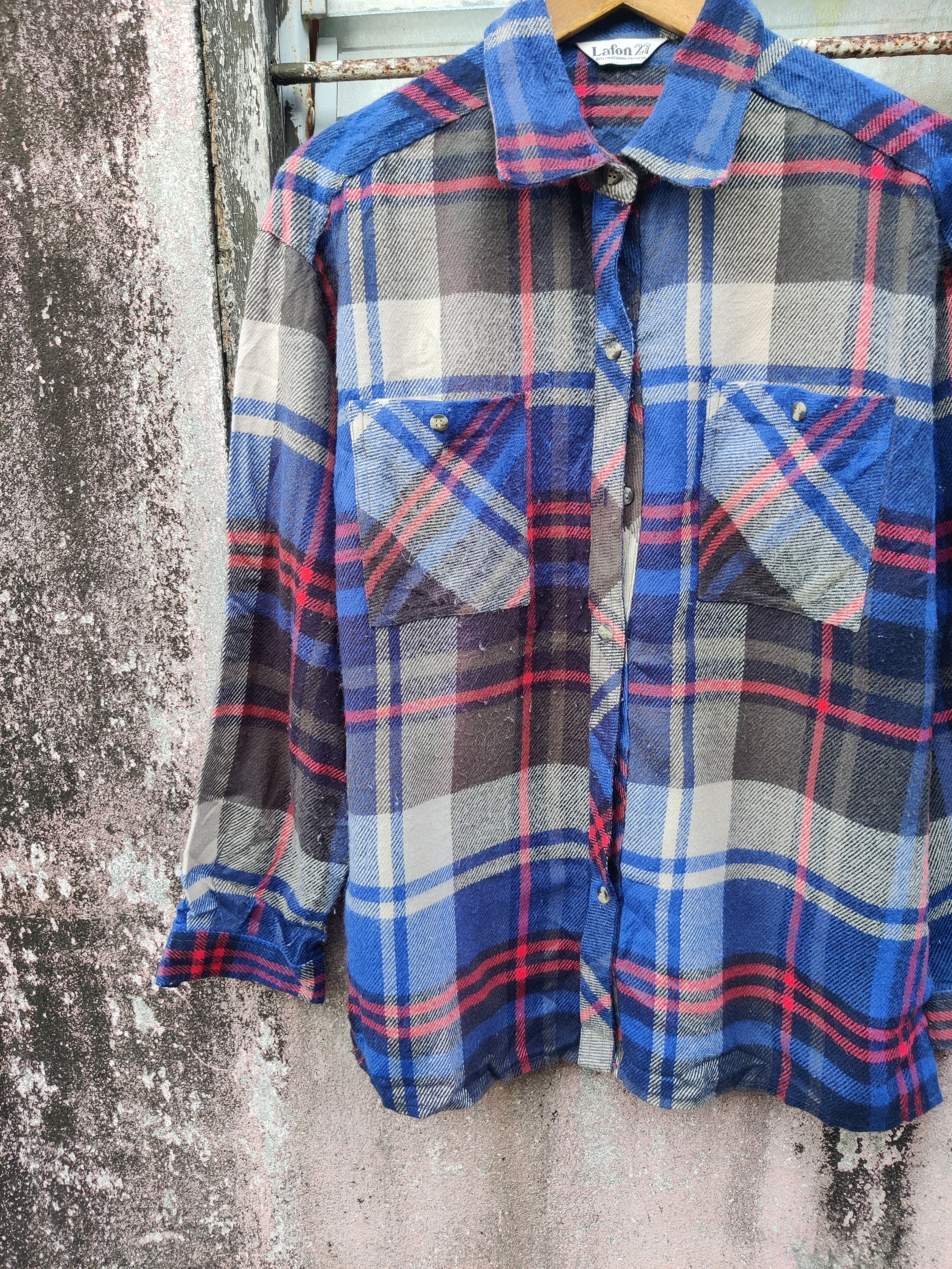 Vintage Vintage Lafon 27 Double Pocket Checkers Flannel Shirt Size US M / EU 48-50 / 2 - 3 Thumbnail