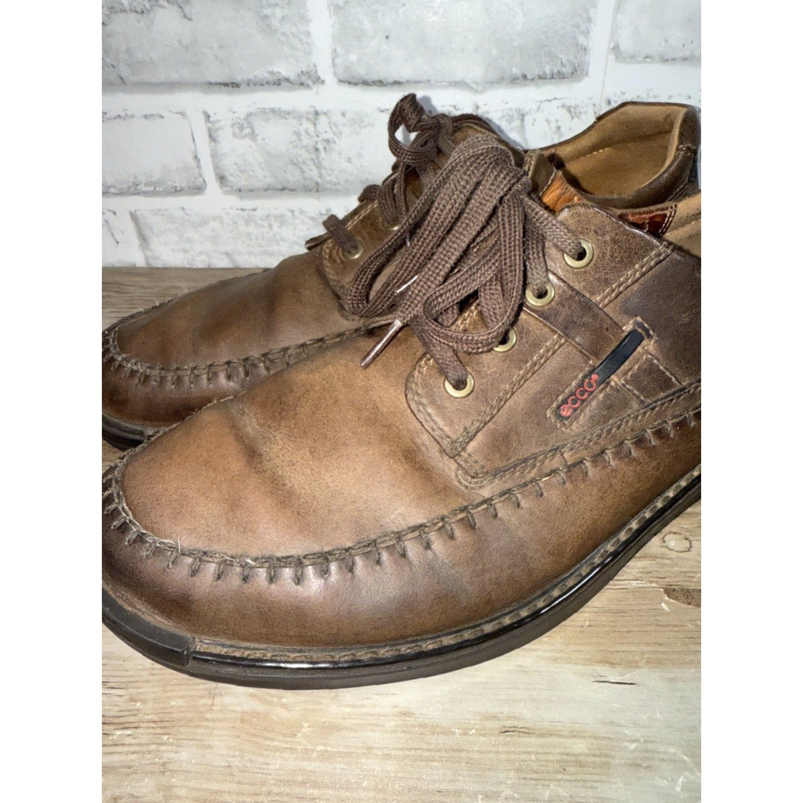 Ecco ECCO Seawalker Oxford Brown Leather Men’s Size US 13 UK 12 EU 47 Casual Comfort Arch Support Lace Up Shoes Mens Size US 12 / EU 45 - 3 Thumbnail