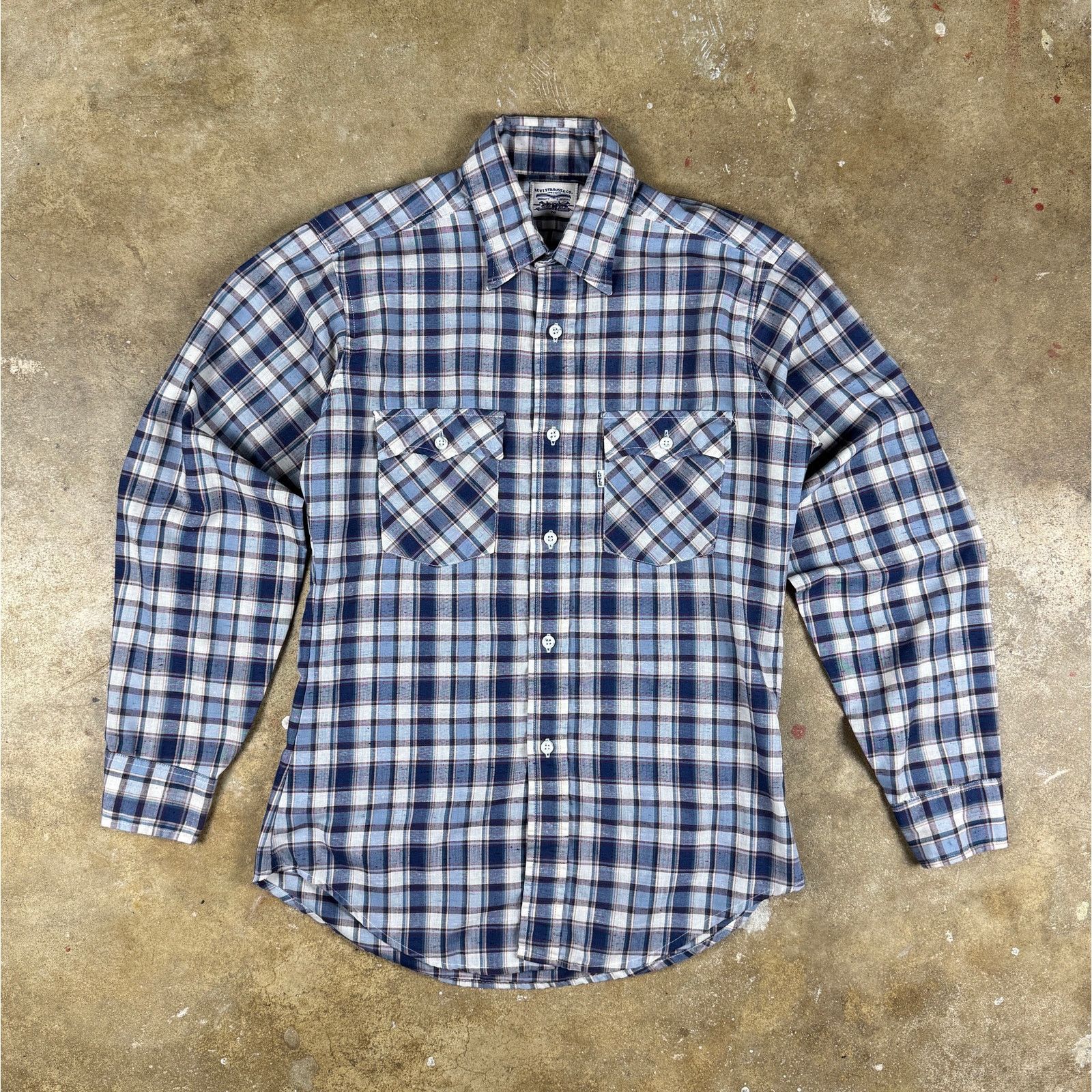 Levi's Vintage 70s Levi’s White Tab Plaid Shirt Men’s Medium USA Size US M / EU 48-50 / 2 - 1 Thumbnail