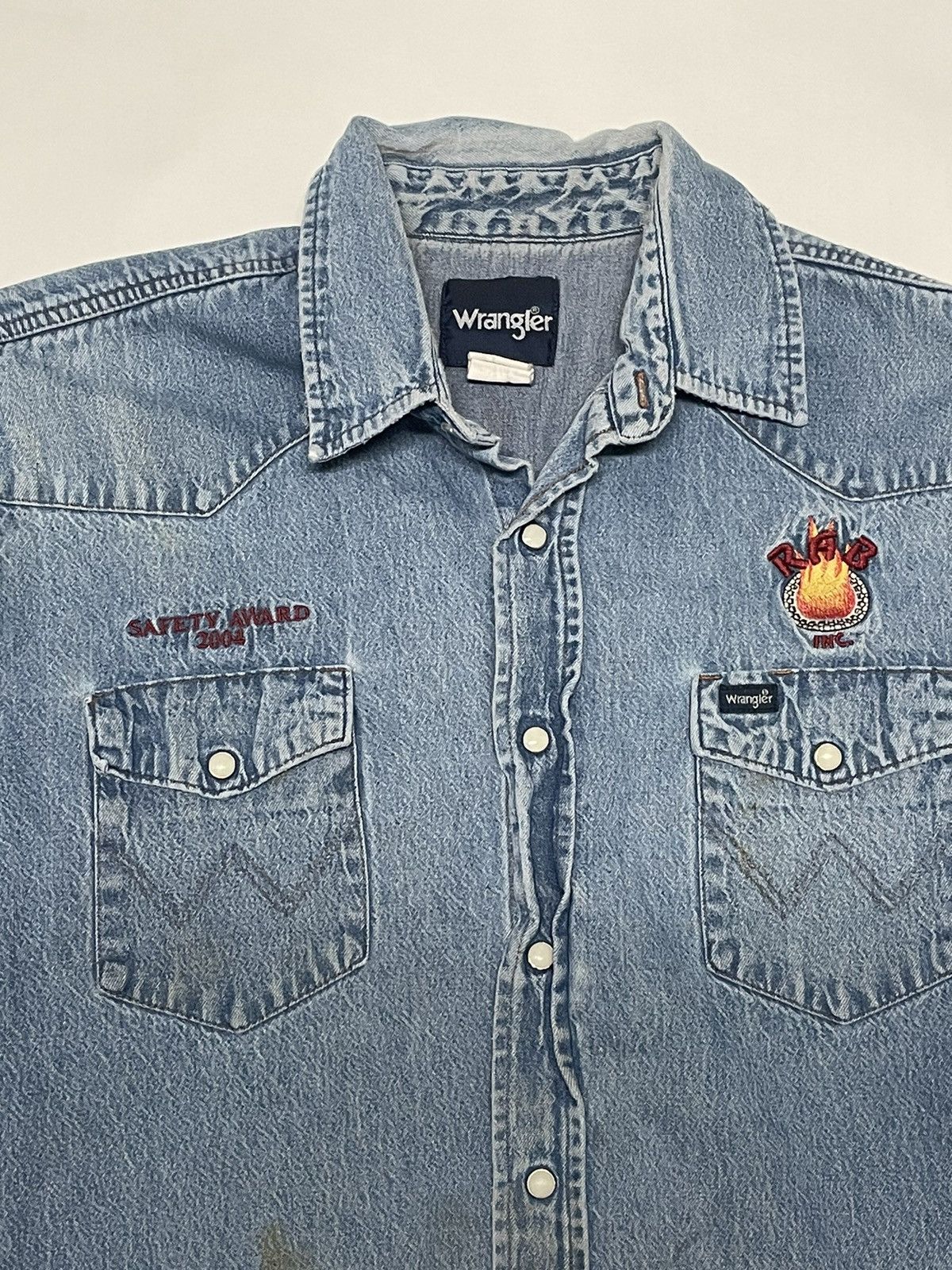 Vintage × Wrangler Vintage cowboy 90s pearl snap polo wrangler distress shirt Size US L / EU 52-54 / 3 - 12 Thumbnail