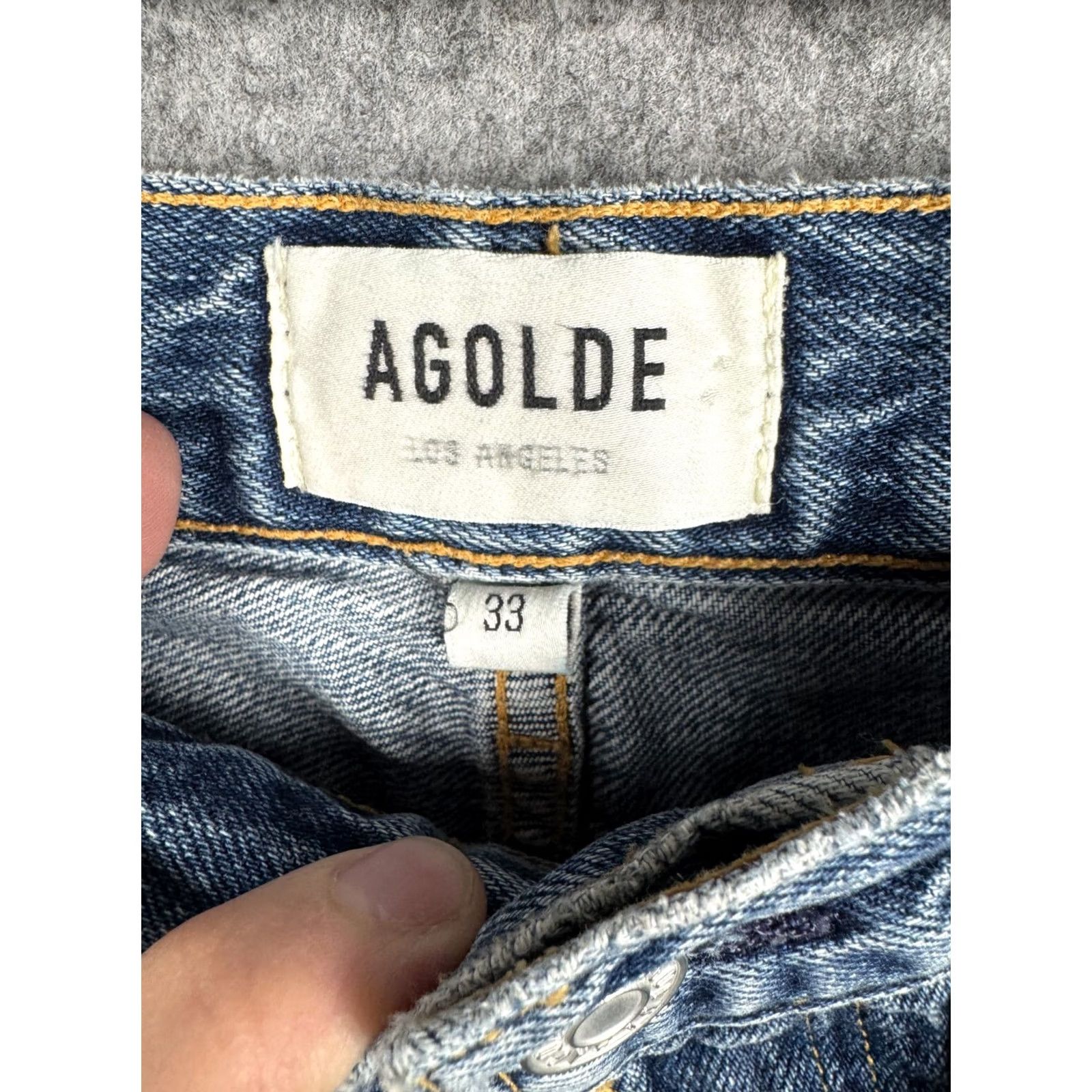 Agolde AGOLDE Riley High Rise Straight Crop Jeans Womens 33 Blue Button Fly Distressed Size 24" / US 00 / IT 34 - 7 Thumbnail