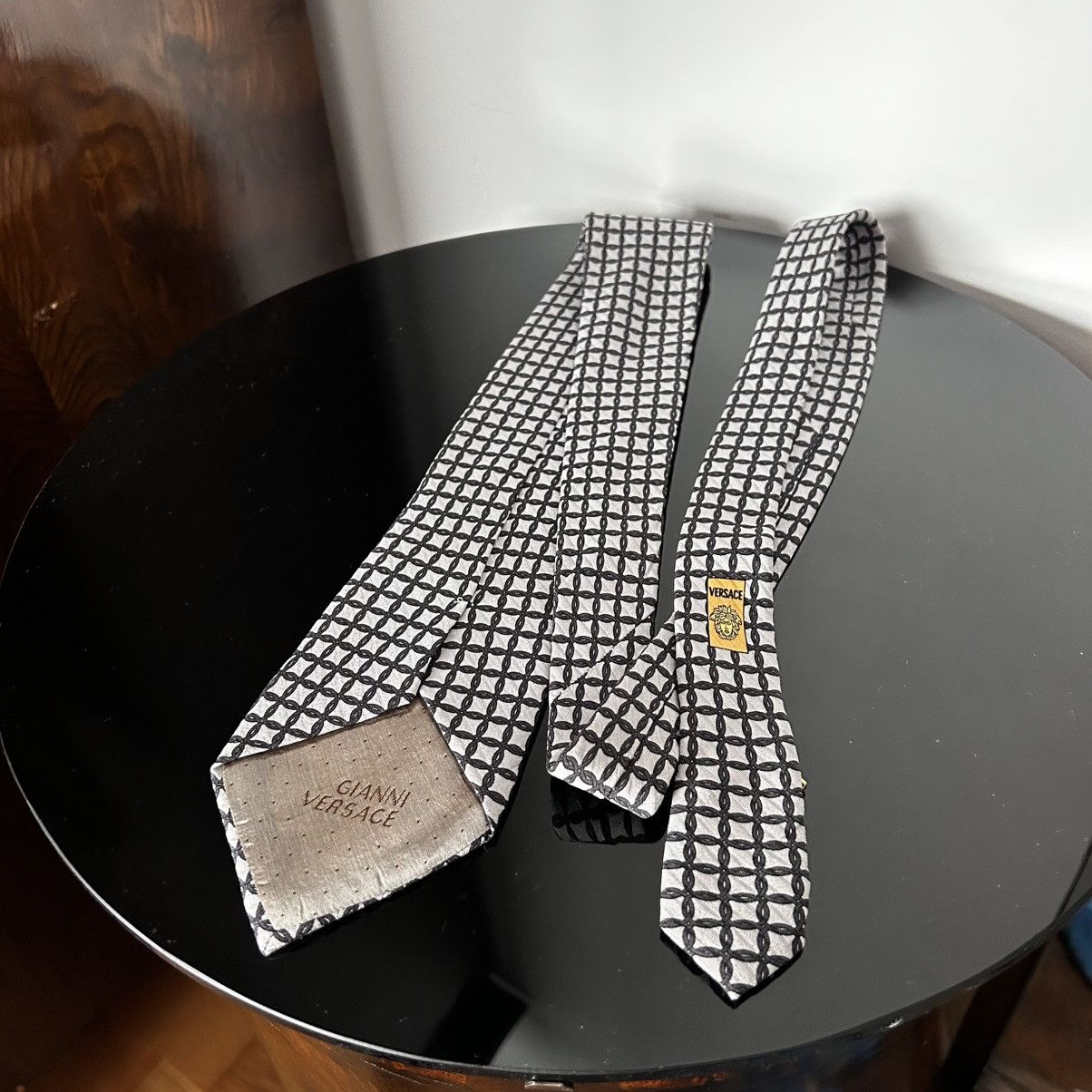 Versace 90s Gianni Versace silk tie grey Size ONE SIZE - 5 Thumbnail
