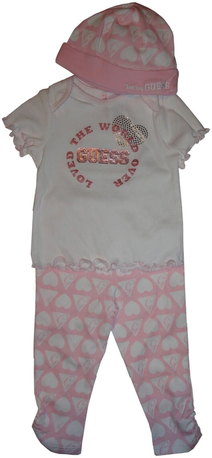Guess Guess Baby Girls 3 Pc Outift Pink and White NWT 3-6 months Size ONE SIZE - 1 Thumbnail