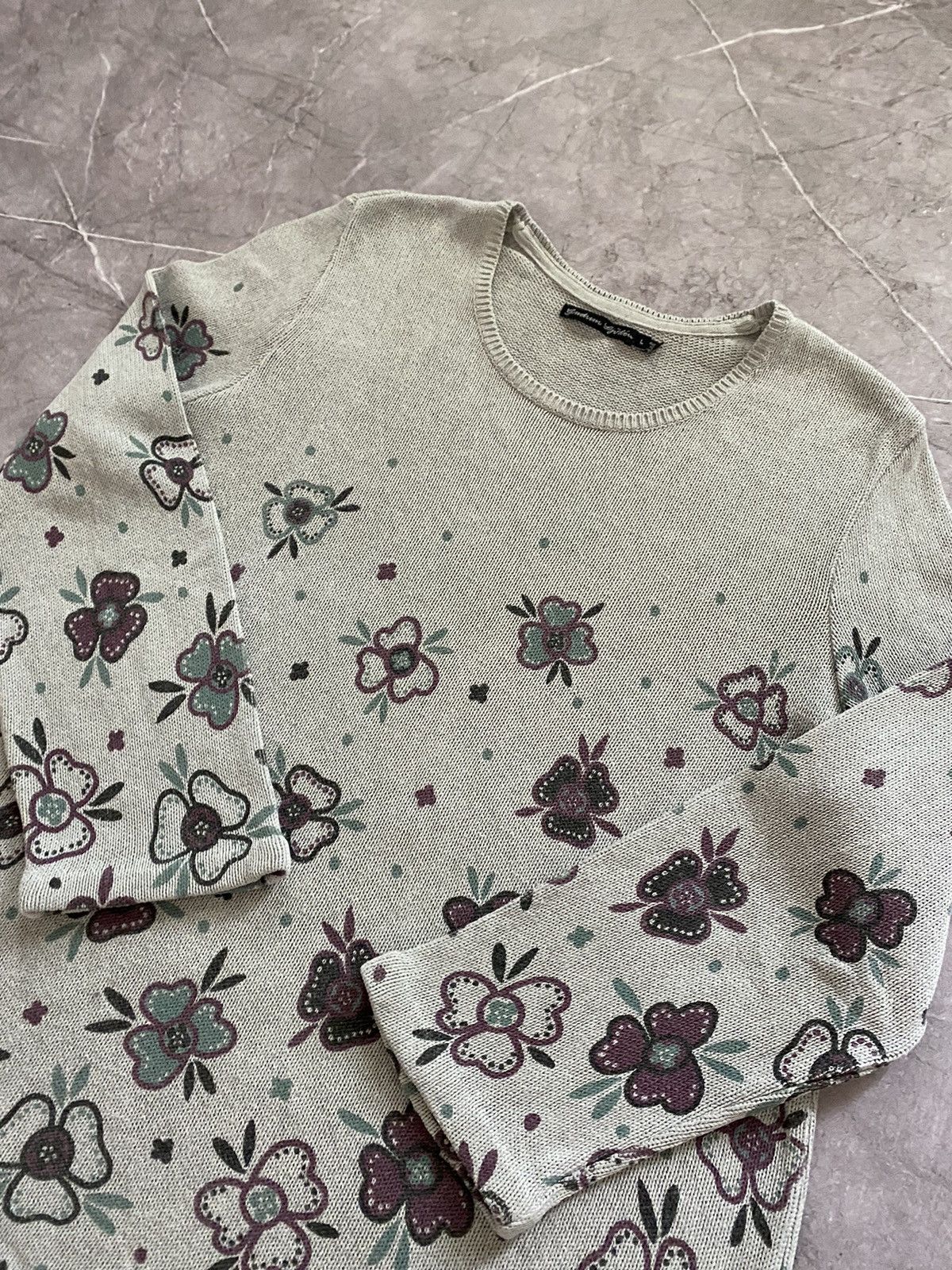 Designer × Gudrun Sjoden Rare Gudrun Sjoden Gray Sweater Floral Flowers Print Size L Size L / US 10 / IT 46 - 3 Thumbnail
