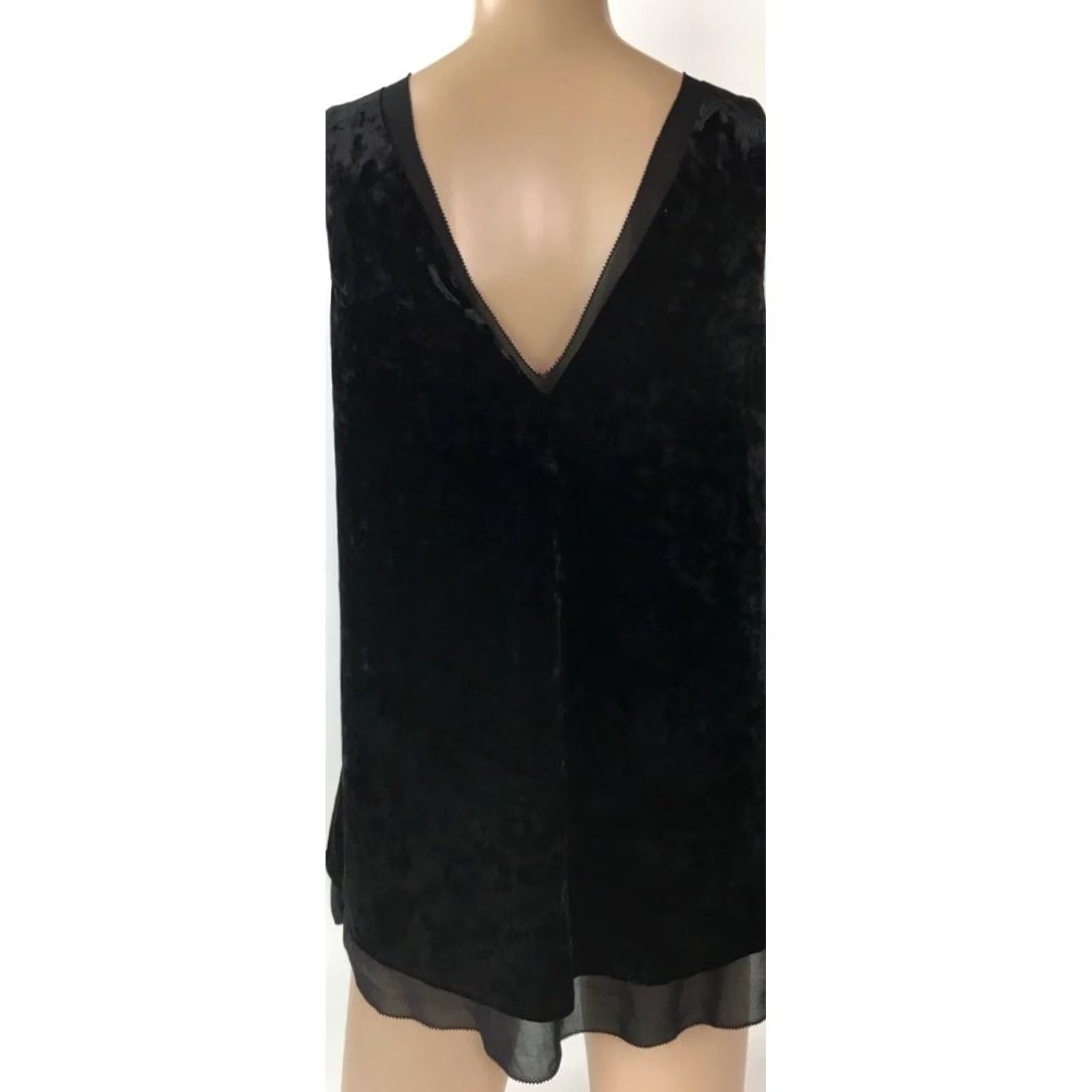 Sanctuary Sanctuary Blouse Women's Blouse Velvet Sleeveless V-Neck Black M Stretch Sheer Hem Casual Party/Cocktail Wedding Size M / US 6-8 / IT 42-44 - 5 Thumbnail