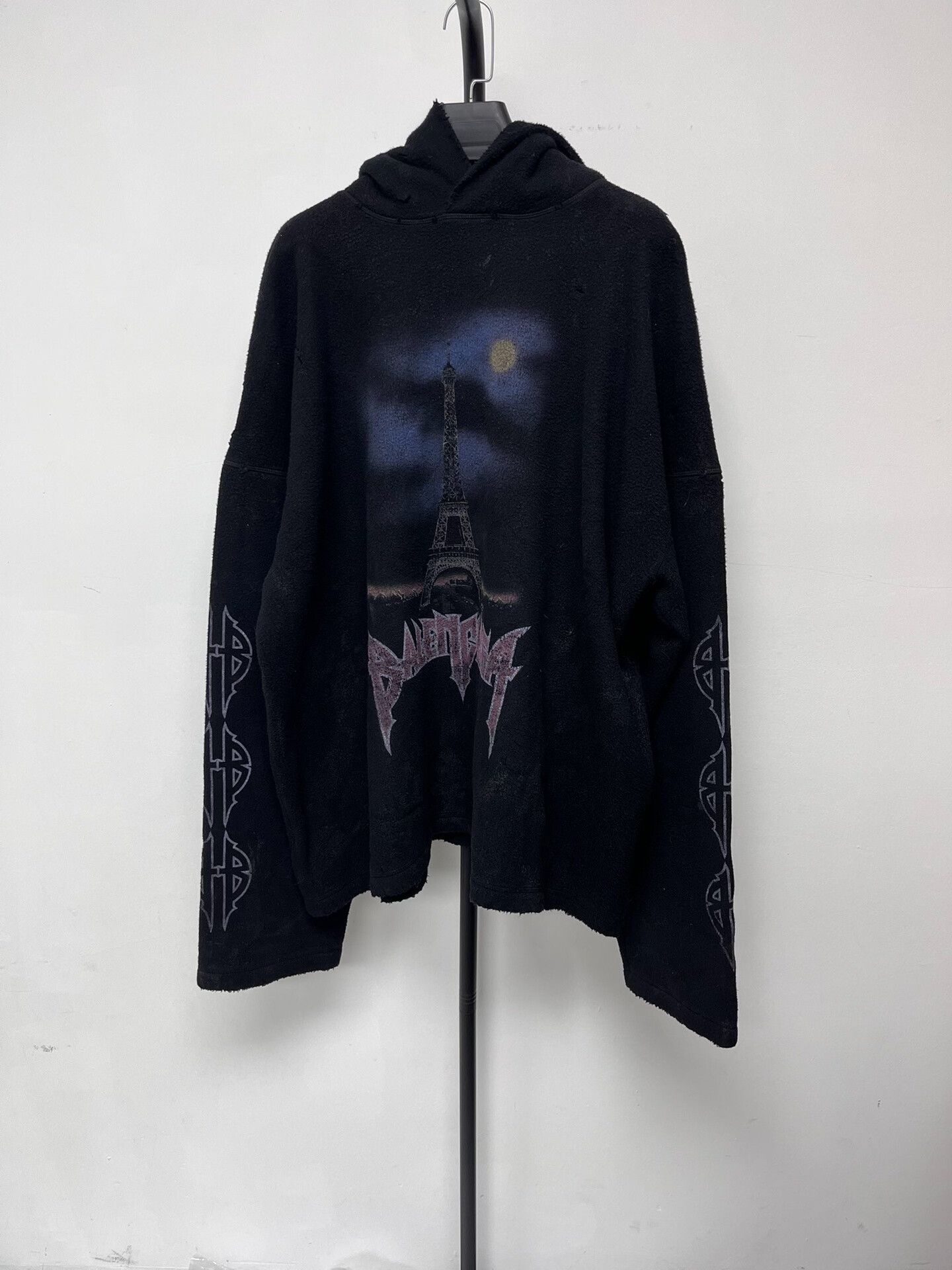 black balenciaga hoodie with moon pattern