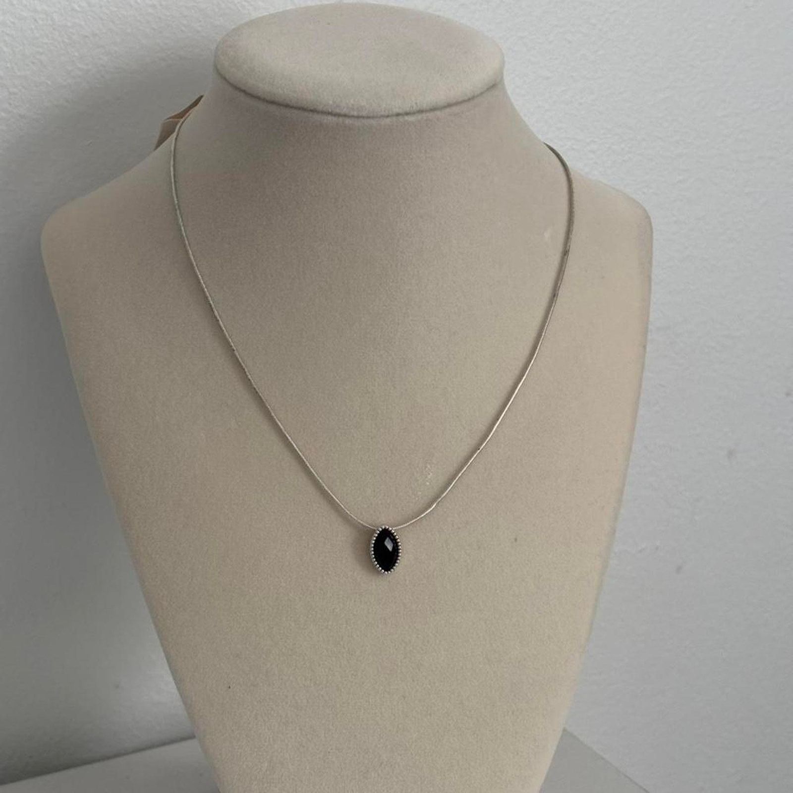 Other Black Stone Necklace Silver Stainless Steel Size ONE SIZE - 1 Thumbnail
