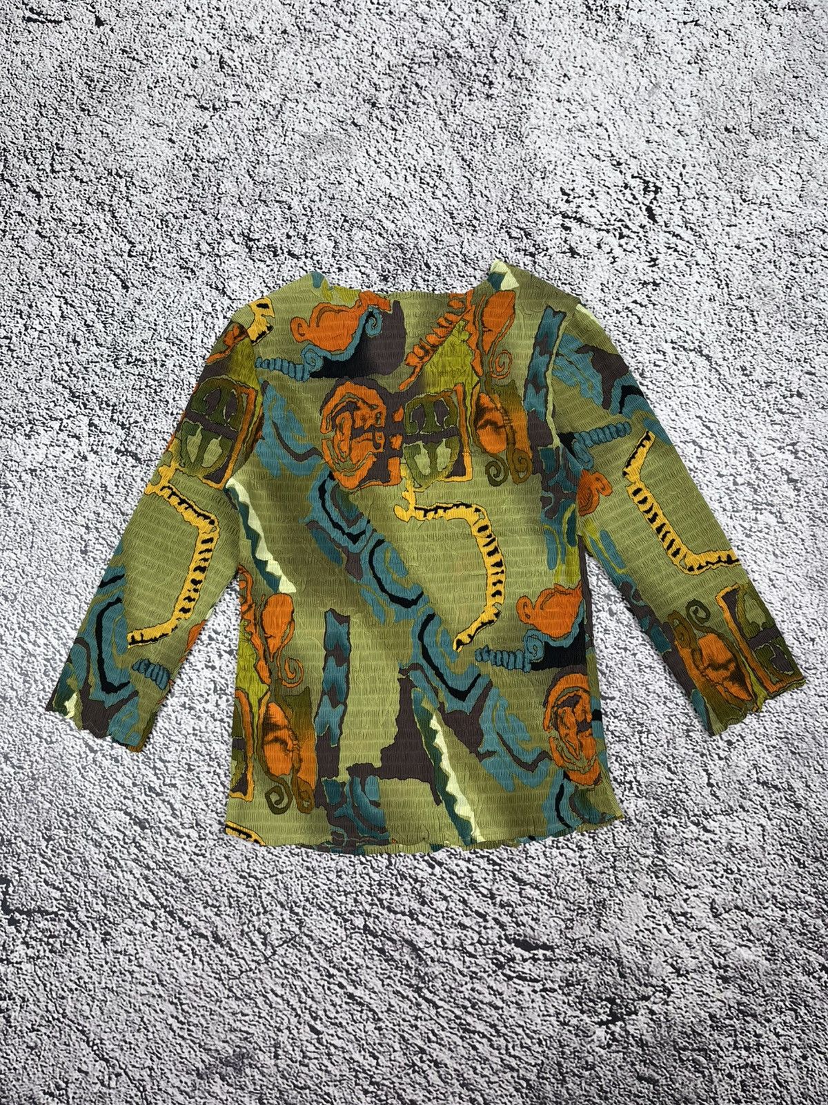 Japanese Brand Vintage Y2K Abstract Graphic Longsleeve Textured Art Top Size S / US 4 / IT 40 - 9 Thumbnail