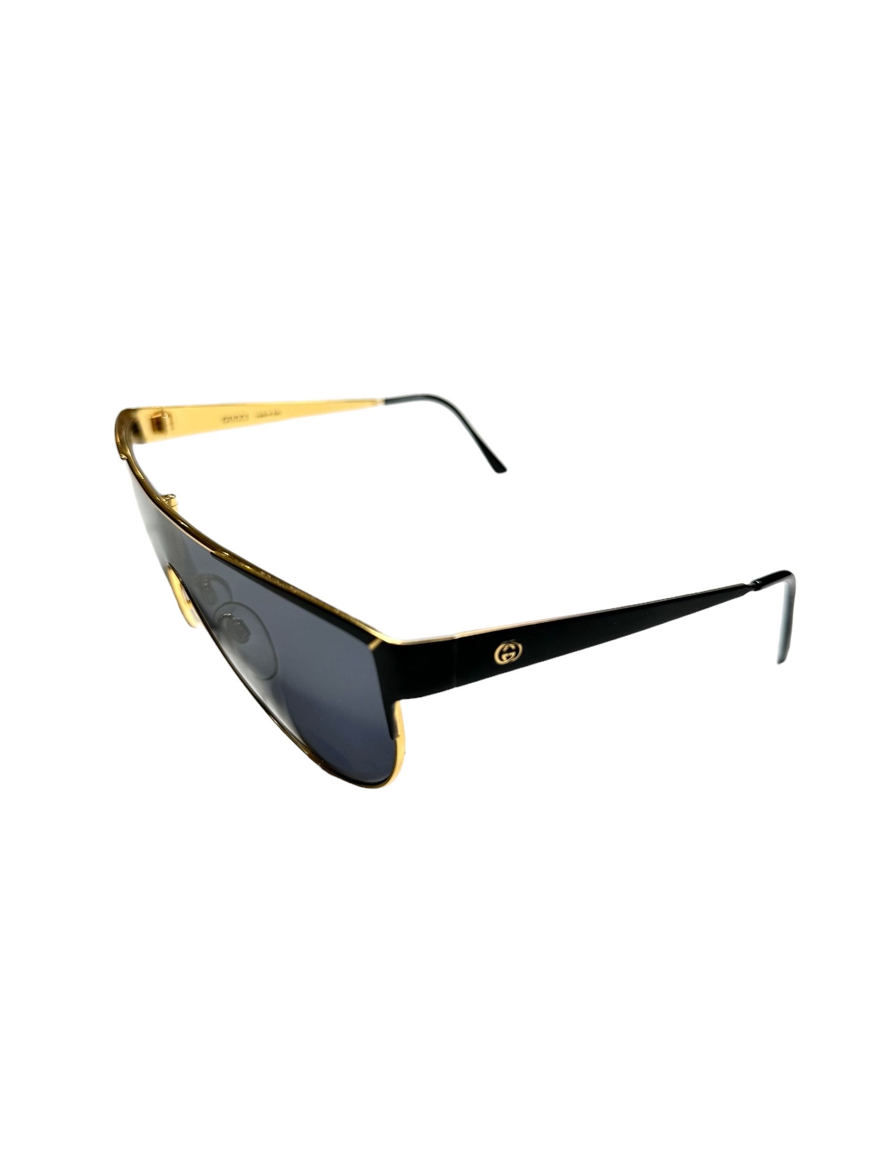 Gucci 1980’s Gucci Black Gold Monolense Rare Sunglasses Size ONE SIZE - 6 Thumbnail
