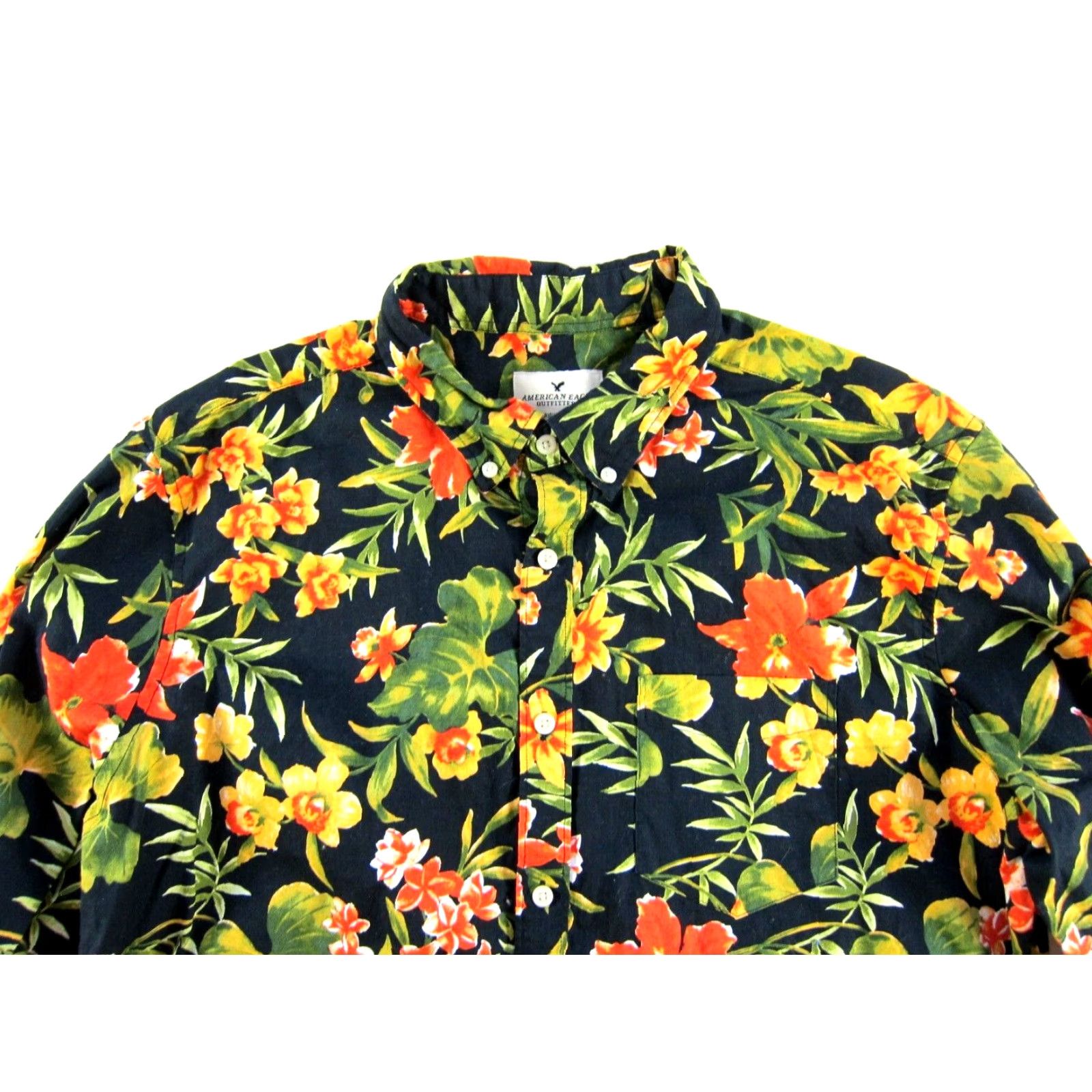 American Eagle Outfitters American Eagle Outfitters Shirt XL Men's Orange Floral Long Sleeve Button-Up Classic Shirt Size US XL / EU 56 / 4 - 4 Thumbnail