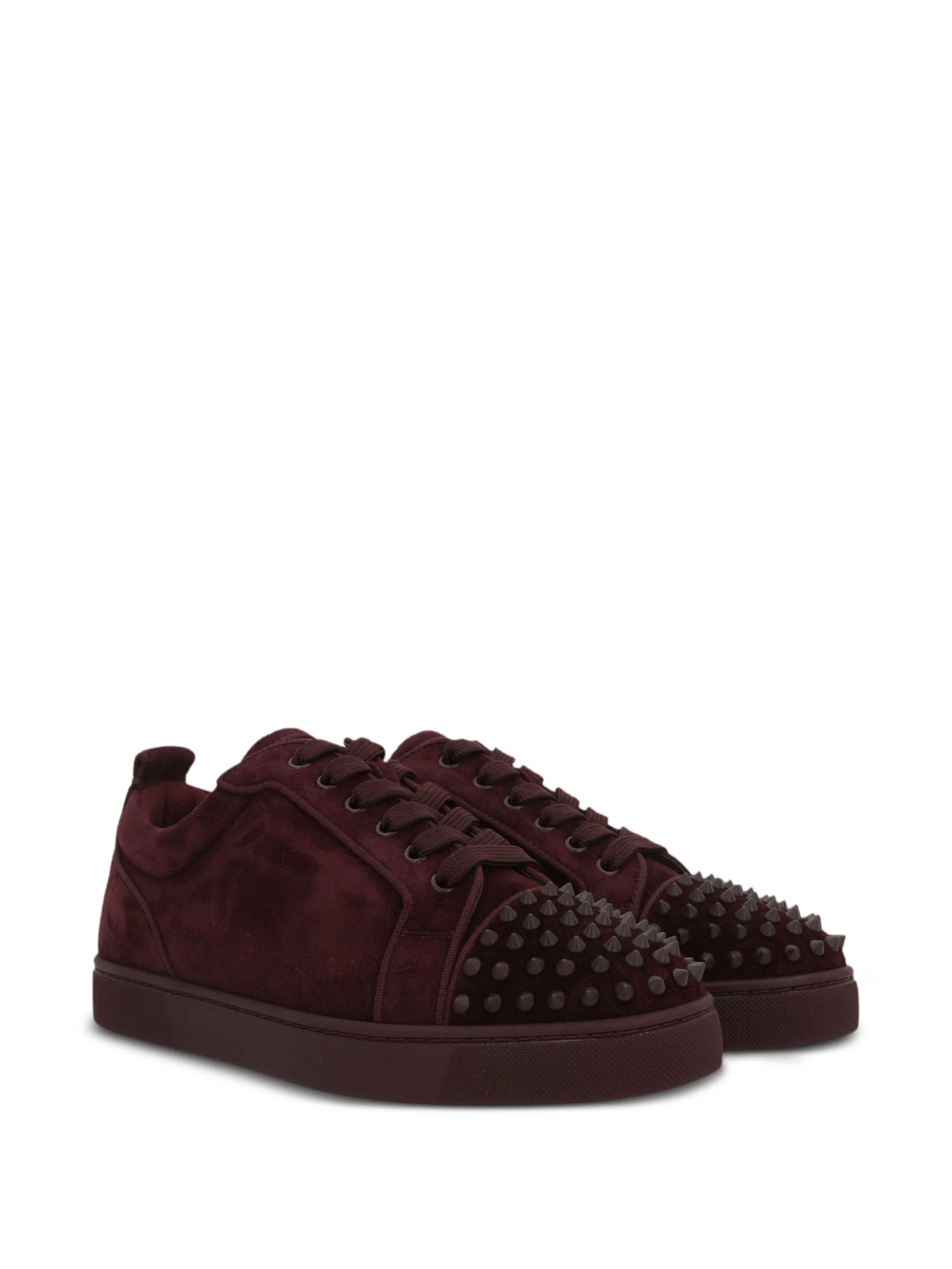 Christian Louboutin os11x0126 Louis Jr. Spikes Suede Sneakers in Burgundy Size US 10 / EU 43 - 2 Thumbnail