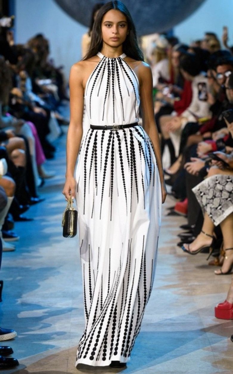 Elie Saab Elie Saab Moon Embroidered Poplin Dress In White And Black Size M / US 6-8 / IT 42-44 - 3 Thumbnail