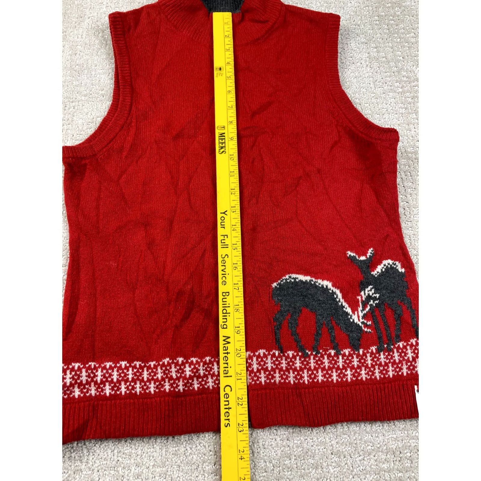 Vintage Woolrich Vest Womens Small Knit Lambswool Full Zip Grazing Deer Winter Red Pale Size S / US 4 / IT 40 - 2 Thumbnail