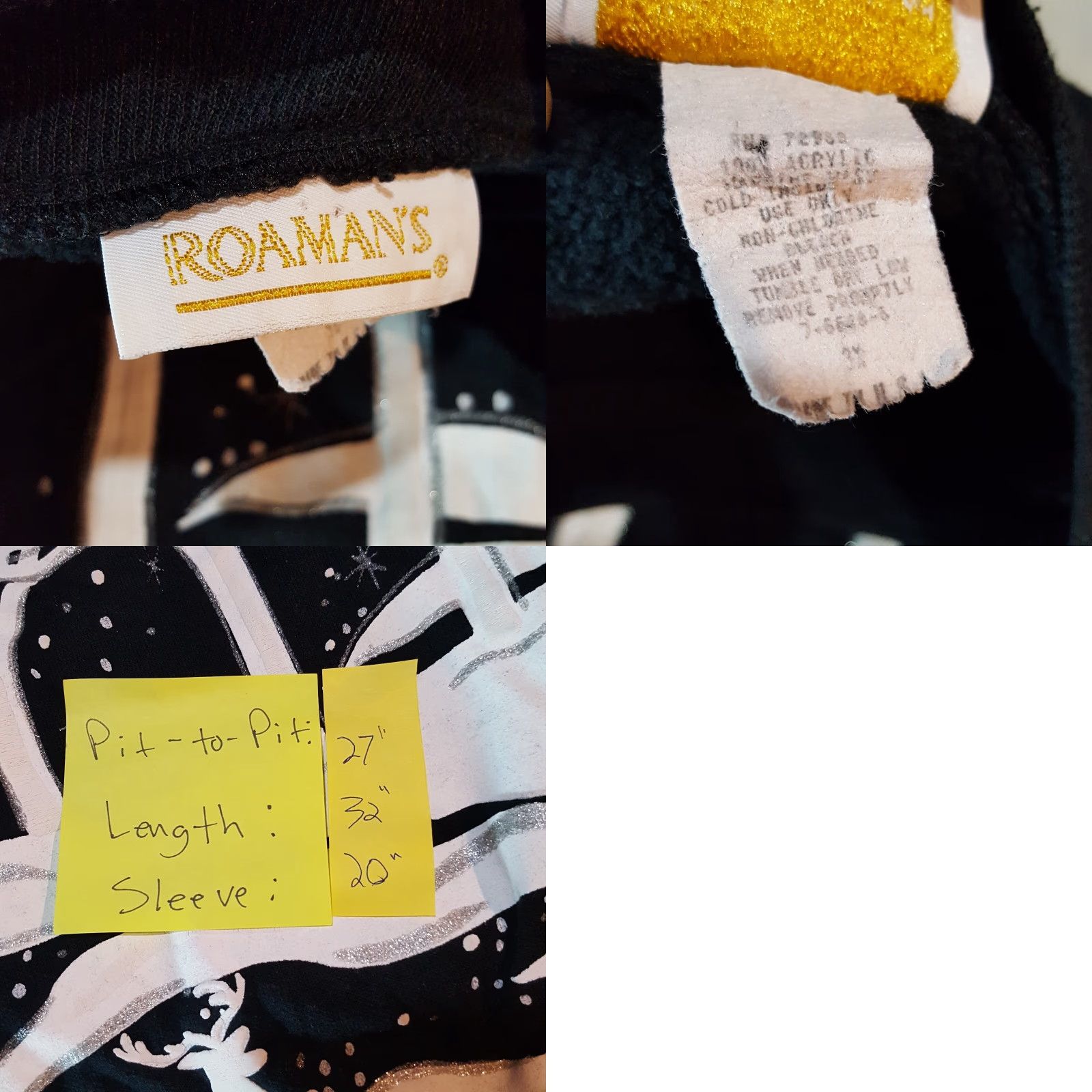 Vintage VINTAGE Roaman's Sweatshirt Black Crewneck 3X Unisex Adults 90s Winter Trees Snow Nature Holiday Graphic Print Size US XXL / EU 58 / 5 - 8 Thumbnail