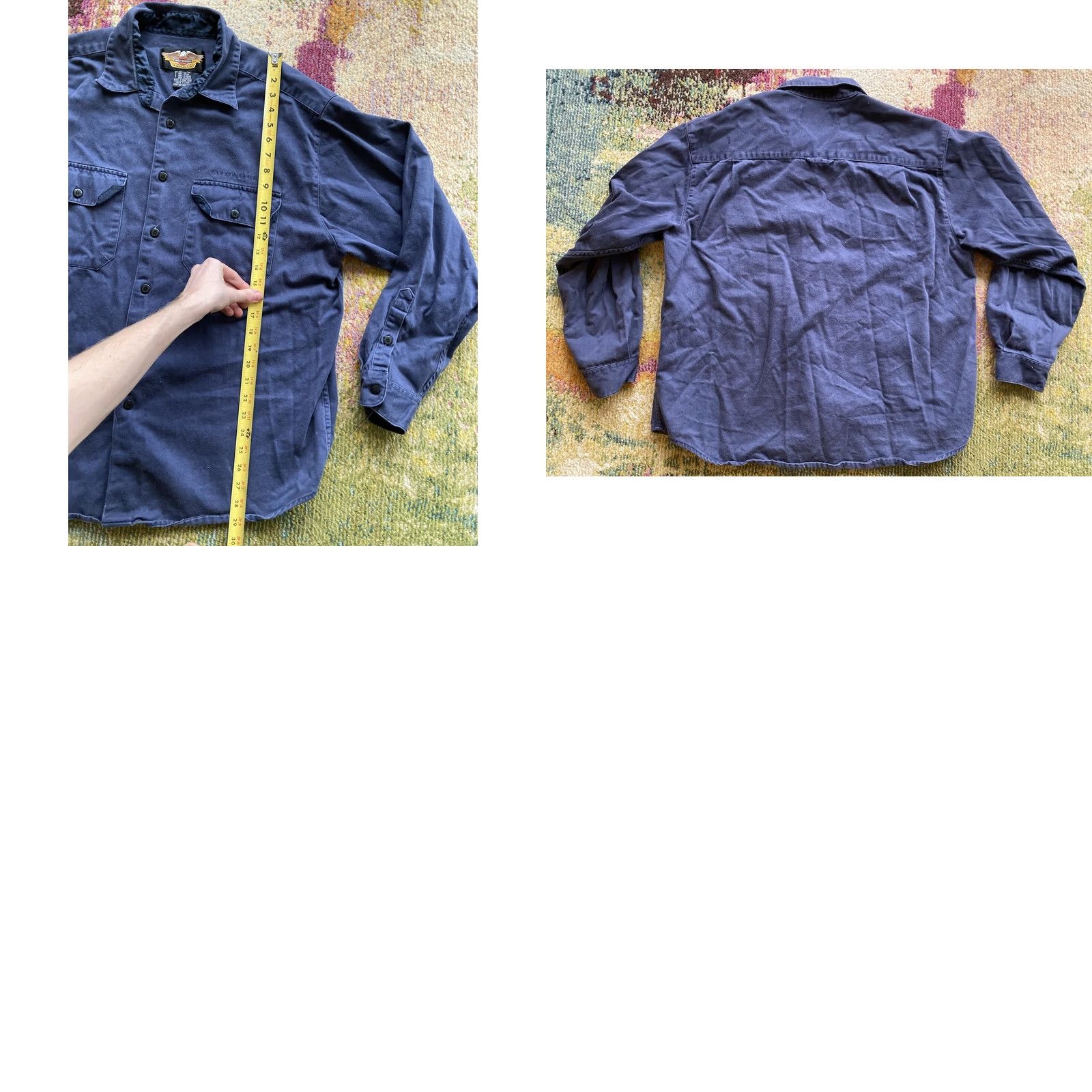 Harley Davidson VINTAGE Harley-Davidson Shirt Mens XL Long Sleeve Button Up Blue Size US XL / EU 56 / 4 - 8 Thumbnail