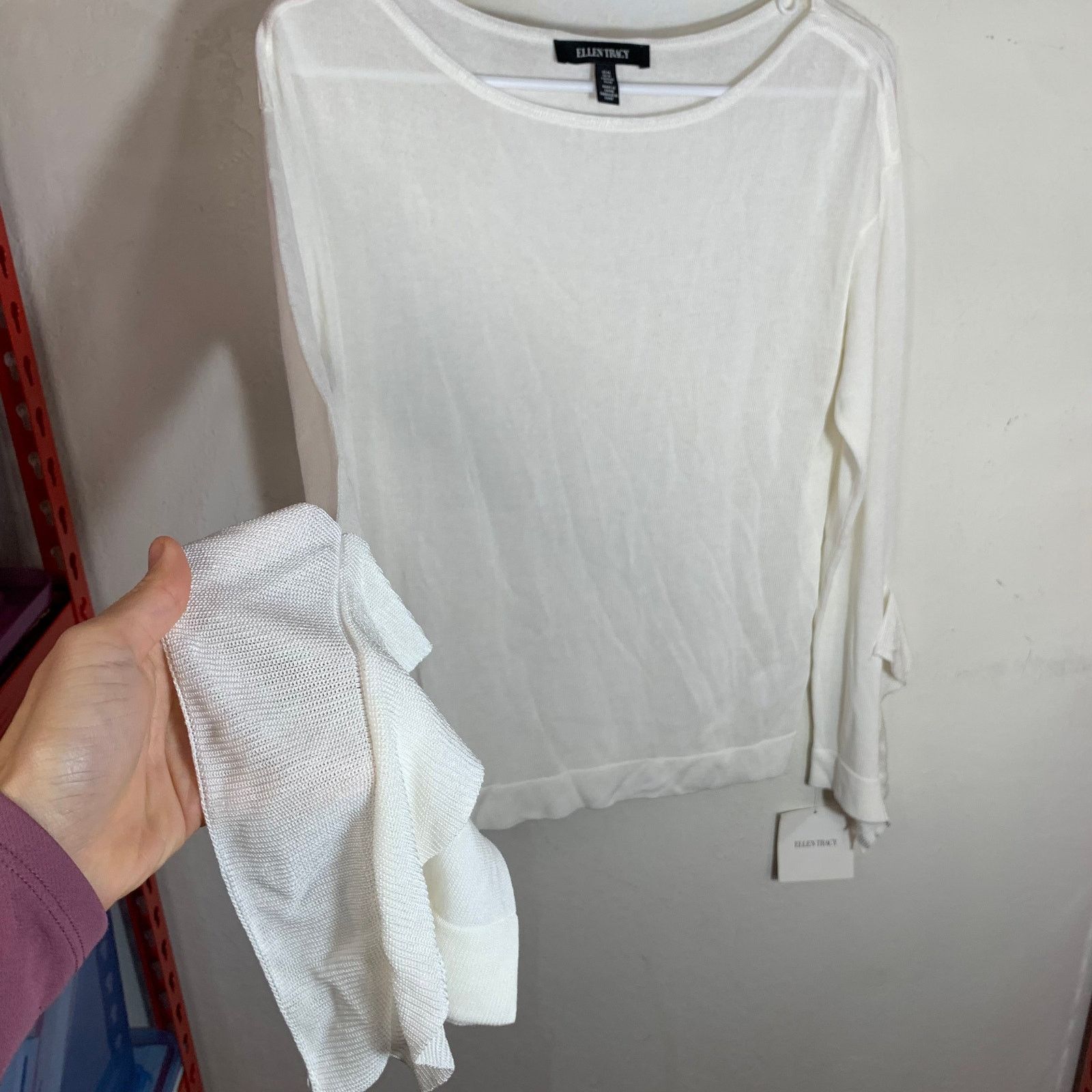 Other Ellen Tracy Women's Long Sleeve White Sweater Size M (NWT) Size M / US 6-8 / IT 42-44 - 5 Thumbnail