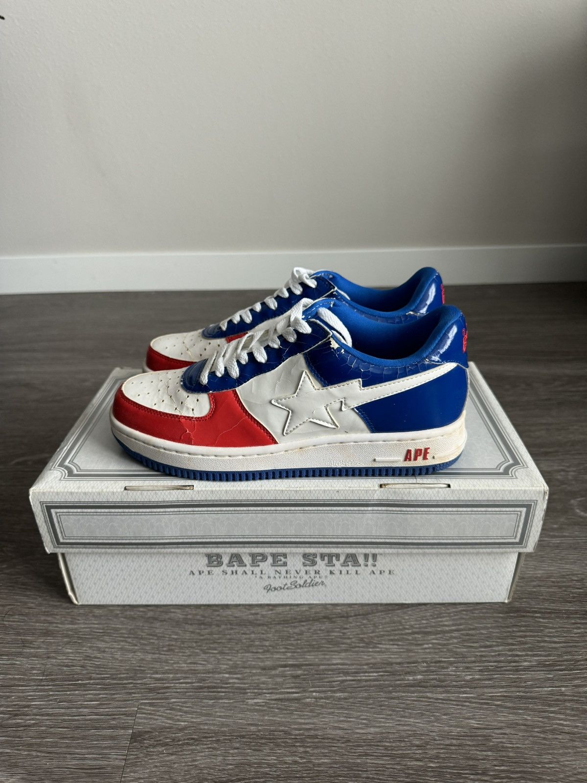 image of 2006 Bapesta Red/navy Fs-001 Shoes, Men's (Size 8.5)