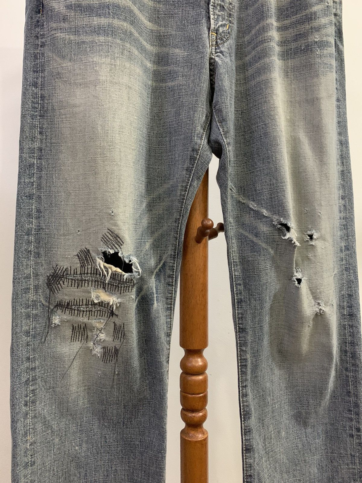 Japanese Brand BARTACK Distressed Denim Size US 34 / EU 50 - 3 Thumbnail