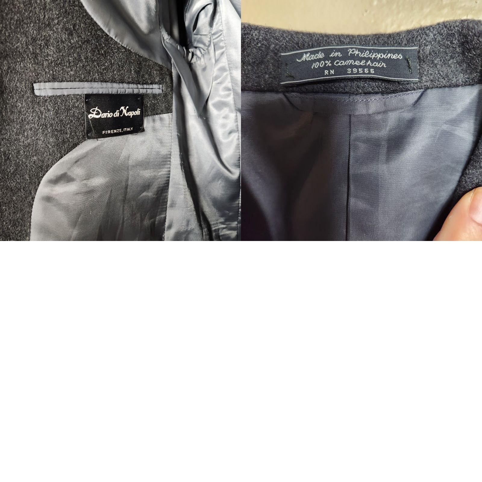 Camel Dario Di Napoli Men Sport Coat Jacket Charcoal Gray 100% Camel Hair 2 Button Single-Breasted Notch Lapel Size 38 Blazer Size 38R - 8 Thumbnail