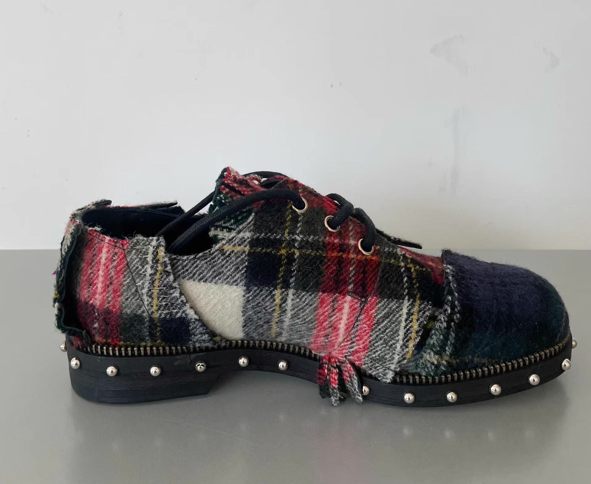 Loewe Loewe Checkered Spliced Studded Derby Shoes Ｑ21 Size US 6.5 / EU 39-40 - 4 Thumbnail