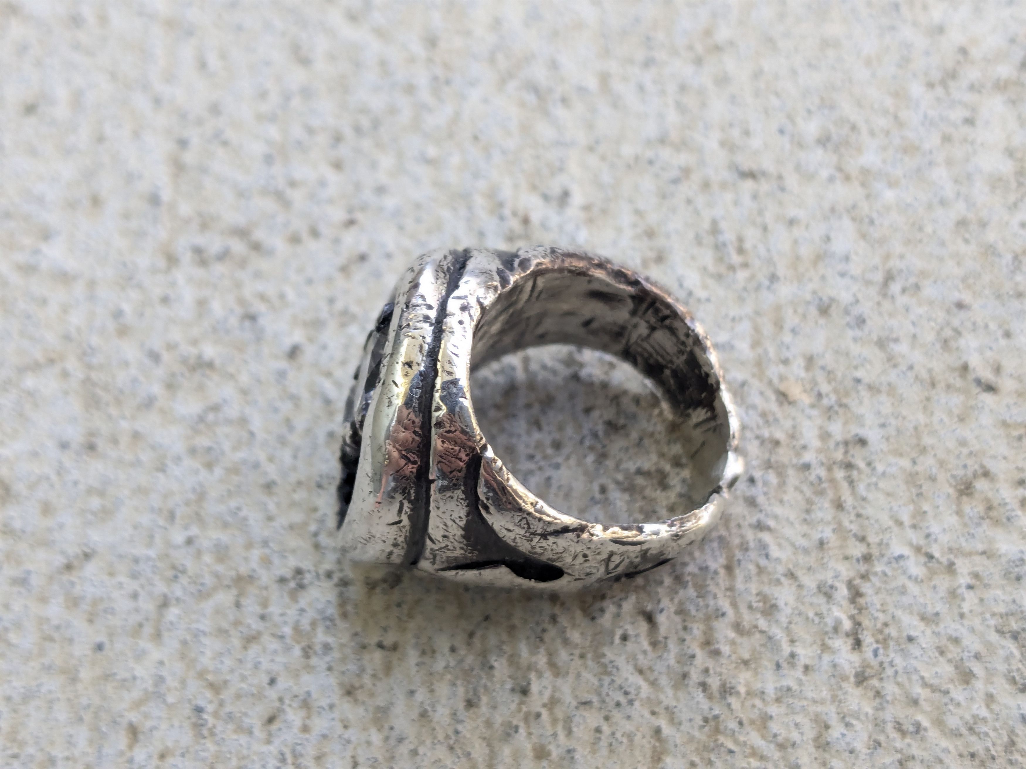 Other Vintage Sterling Silver Ring CZ 6 Trident Cocktail Pinky Size ONE SIZE - 8 Thumbnail
